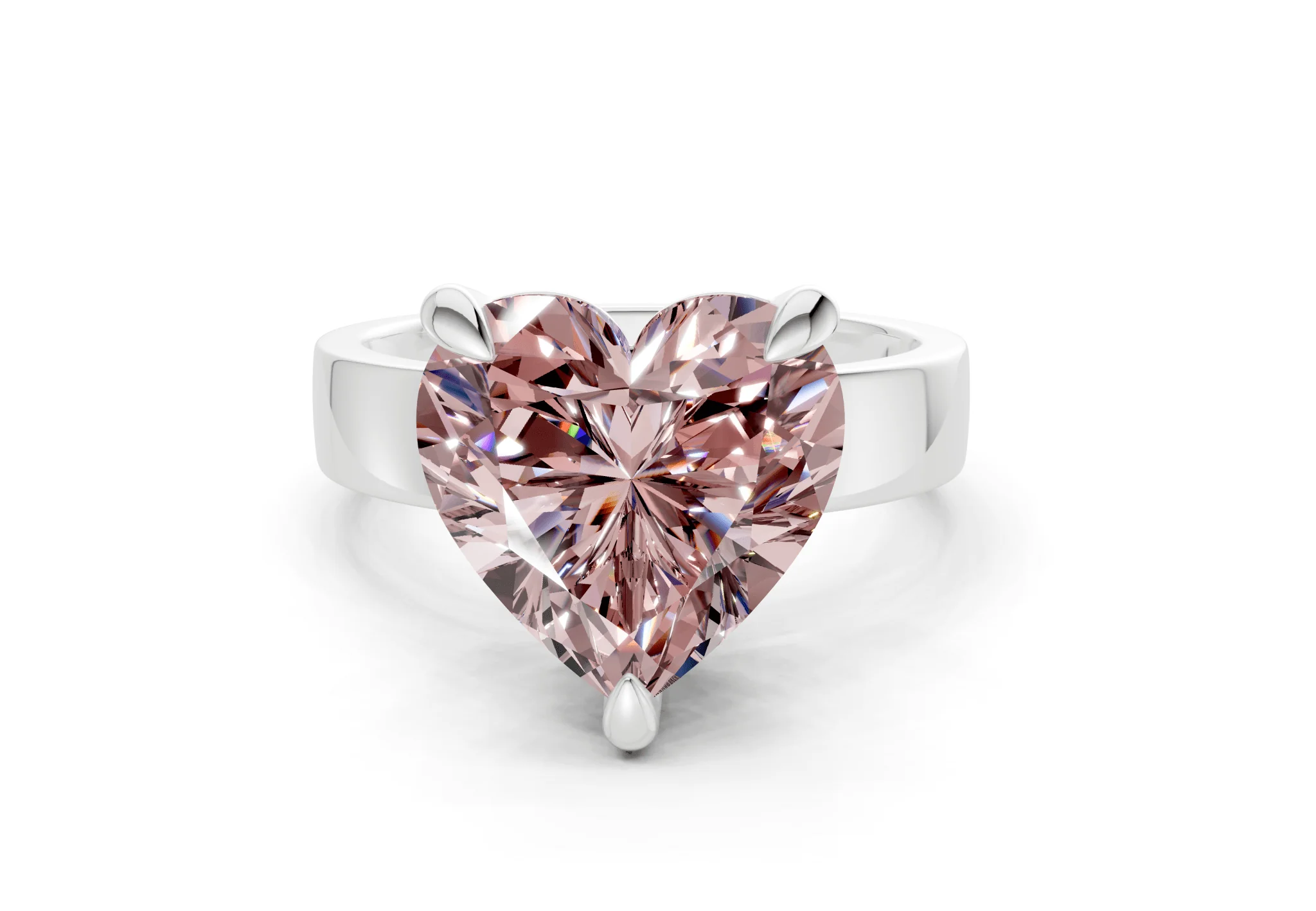 Cascade Pink Diamond Solitaire Heart Cut 4mm Engagement Ring - Image 7