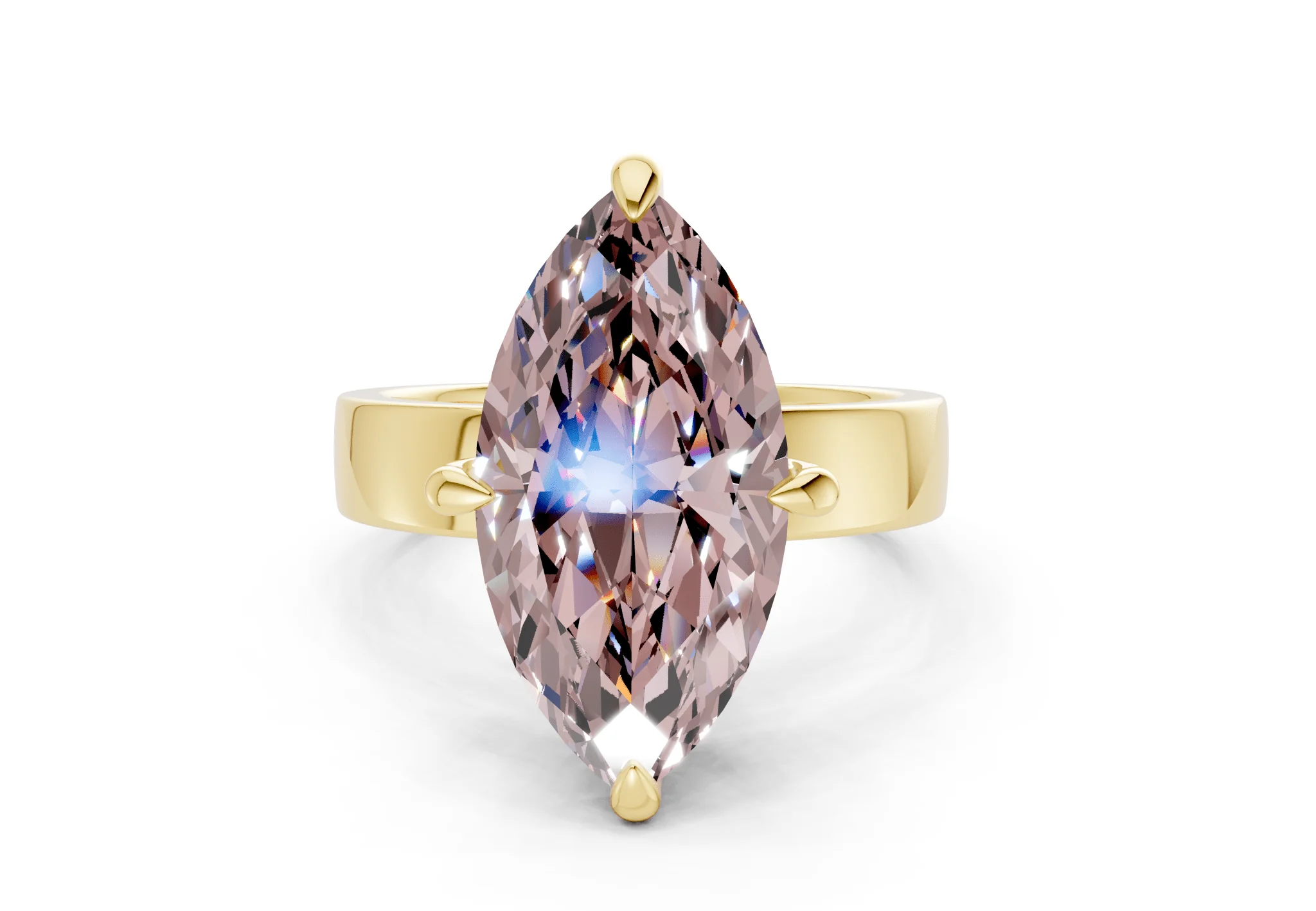 Cascade Pink Diamond Solitaire Marquise Cut 4mm Engagement Ring