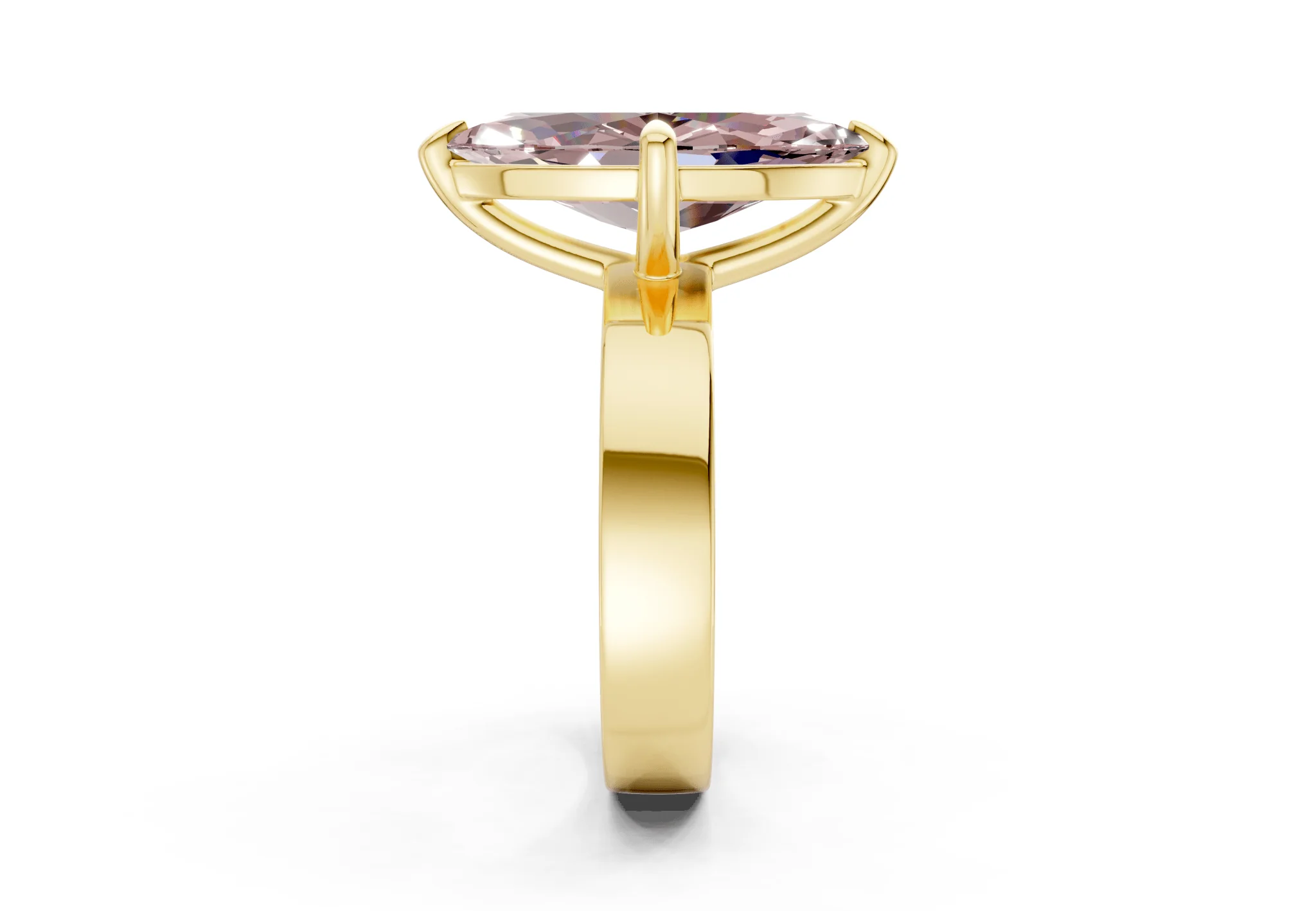 Cascade Pink Diamond Solitaire Marquise Cut 4mm Engagement Ring - Image 3