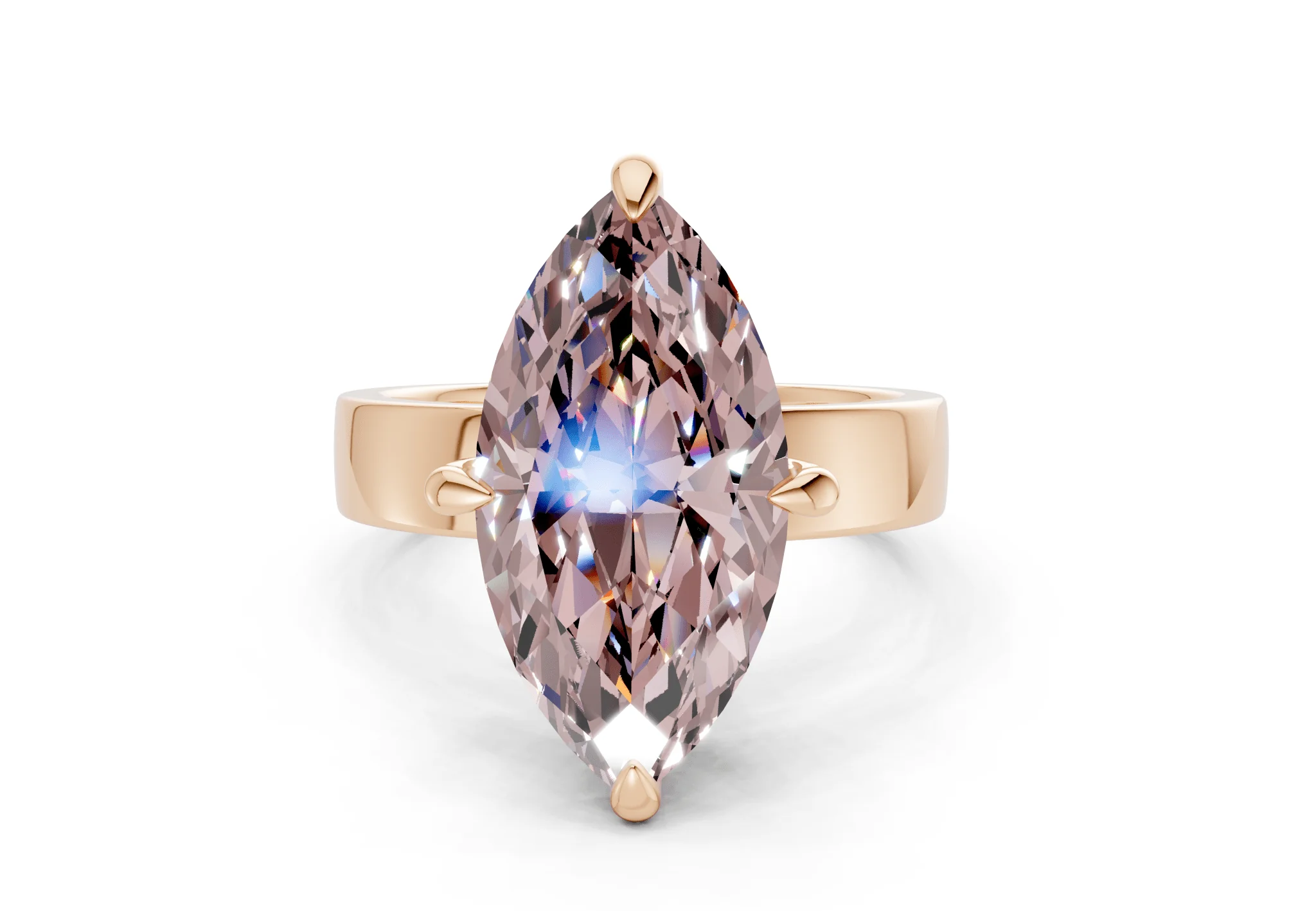 Cascade Pink Diamond Solitaire Marquise Cut 4mm Engagement Ring - Image 4