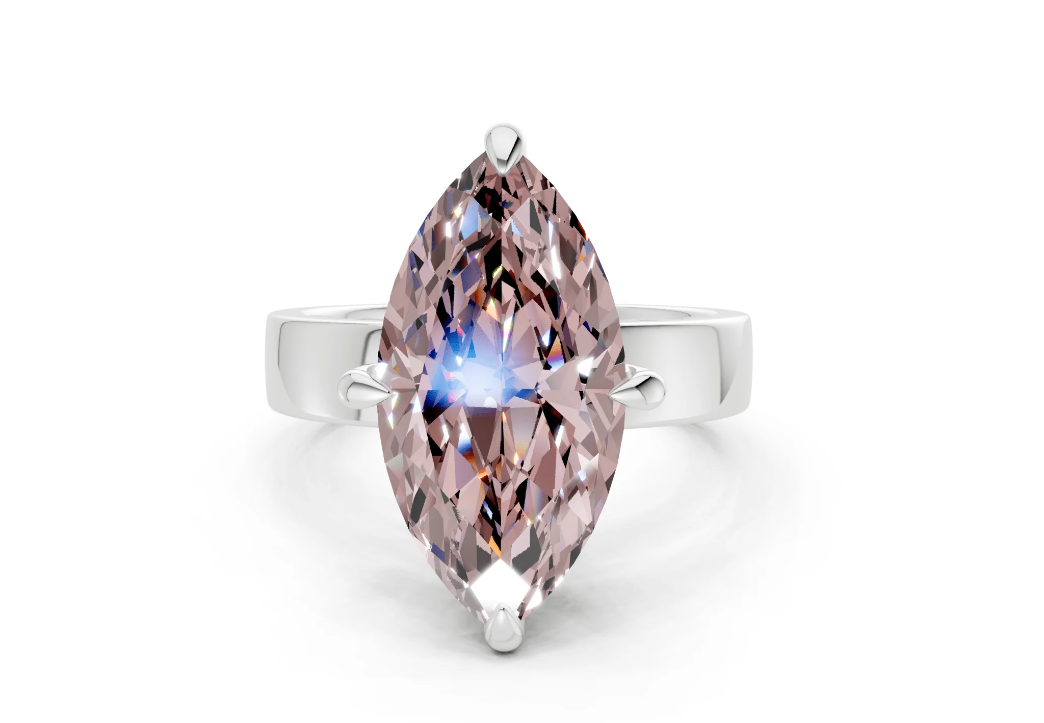 Cascade Pink Diamond Solitaire Marquise Cut 4mm Engagement Ring - Image 7