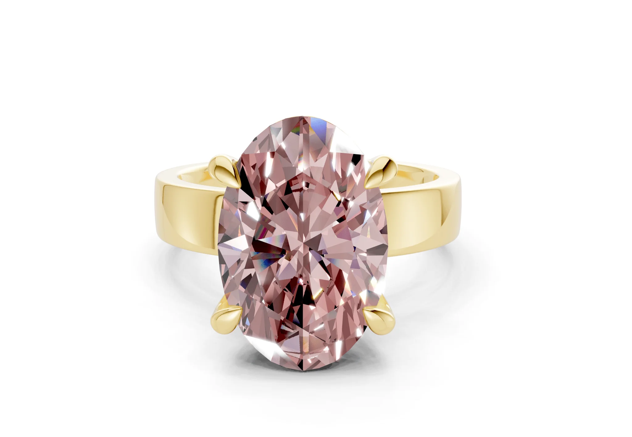 Cascade Pink Diamond Solitaire Oval Cut 4mm Engagement Ring