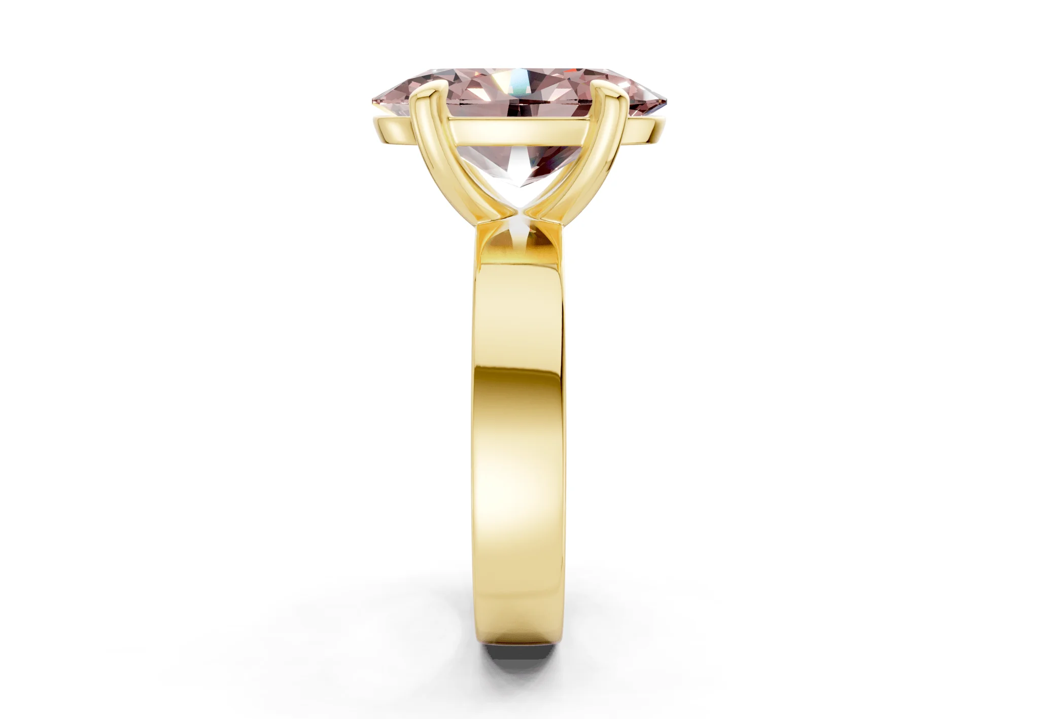 Cascade Pink Diamond Solitaire Oval Cut 4mm Engagement Ring - Image 3