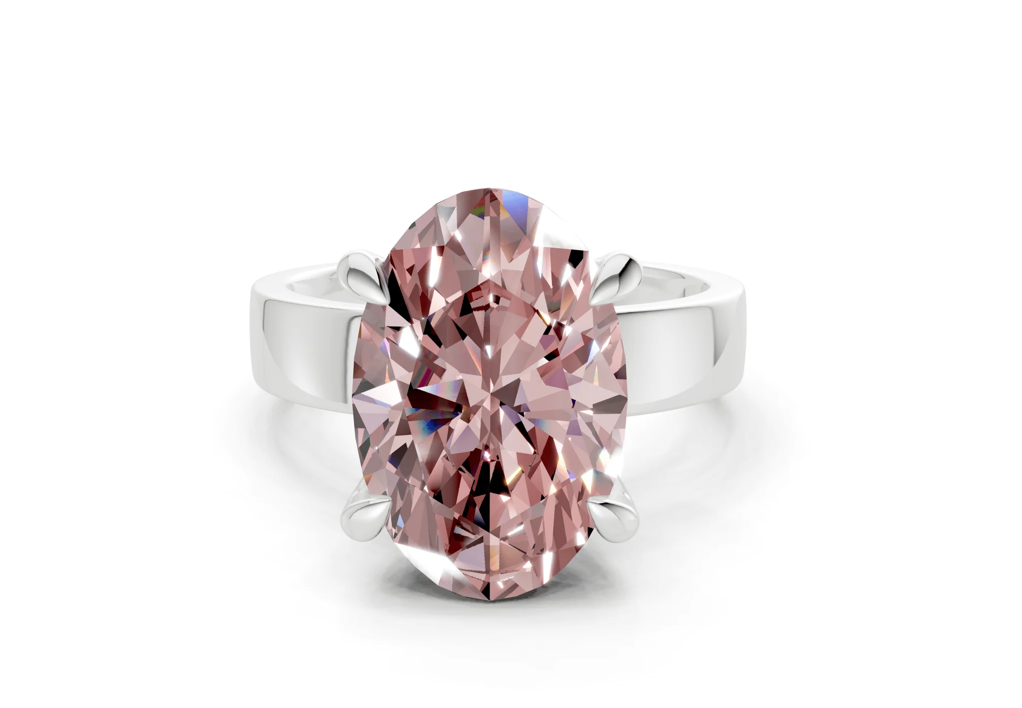 Cascade Pink Diamond Solitaire Oval Cut 4mm Engagement Ring - Image 7