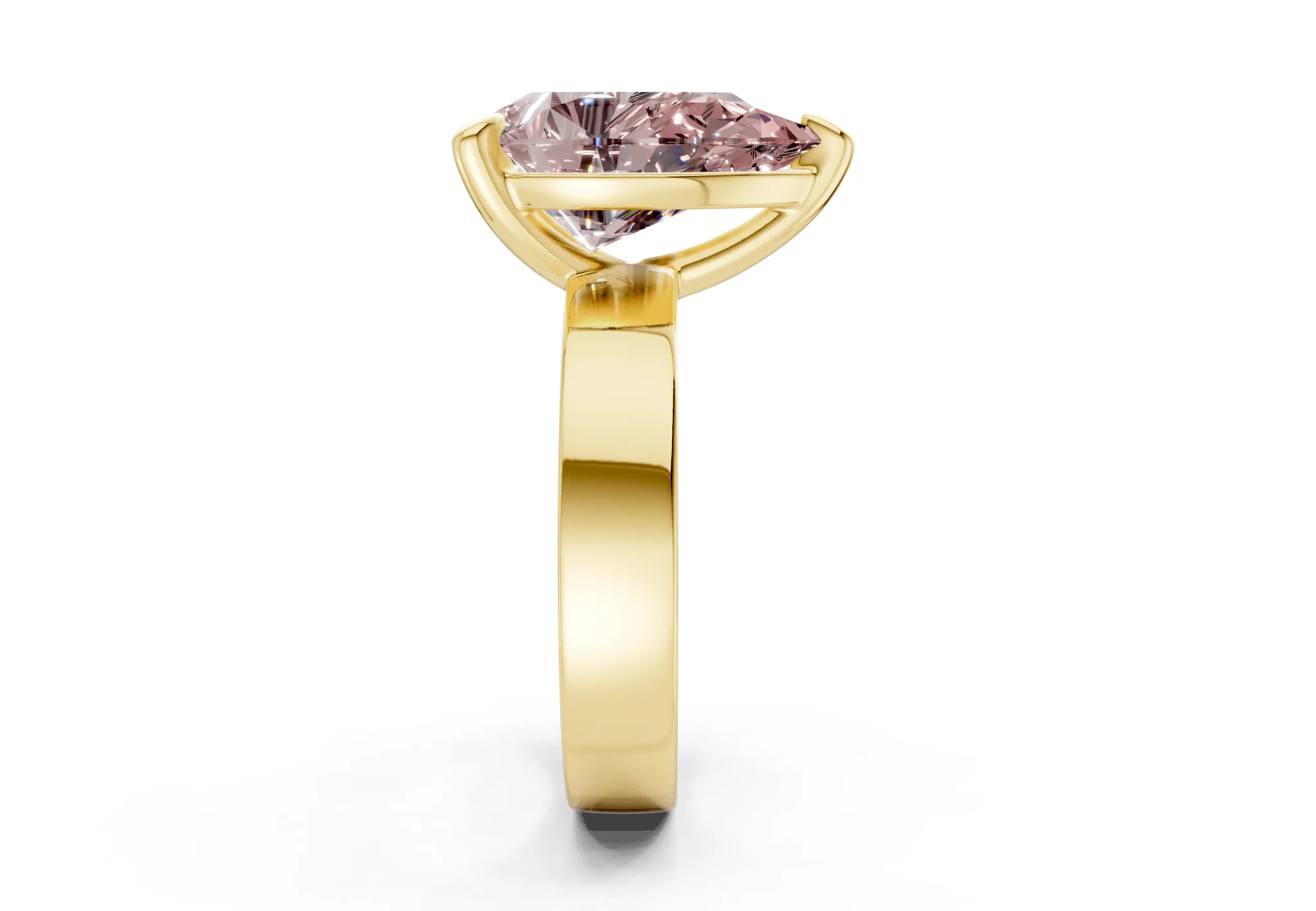 Cascade Pink Diamond Solitaire Pear Cut 4mm Engagement Ring - Image 3