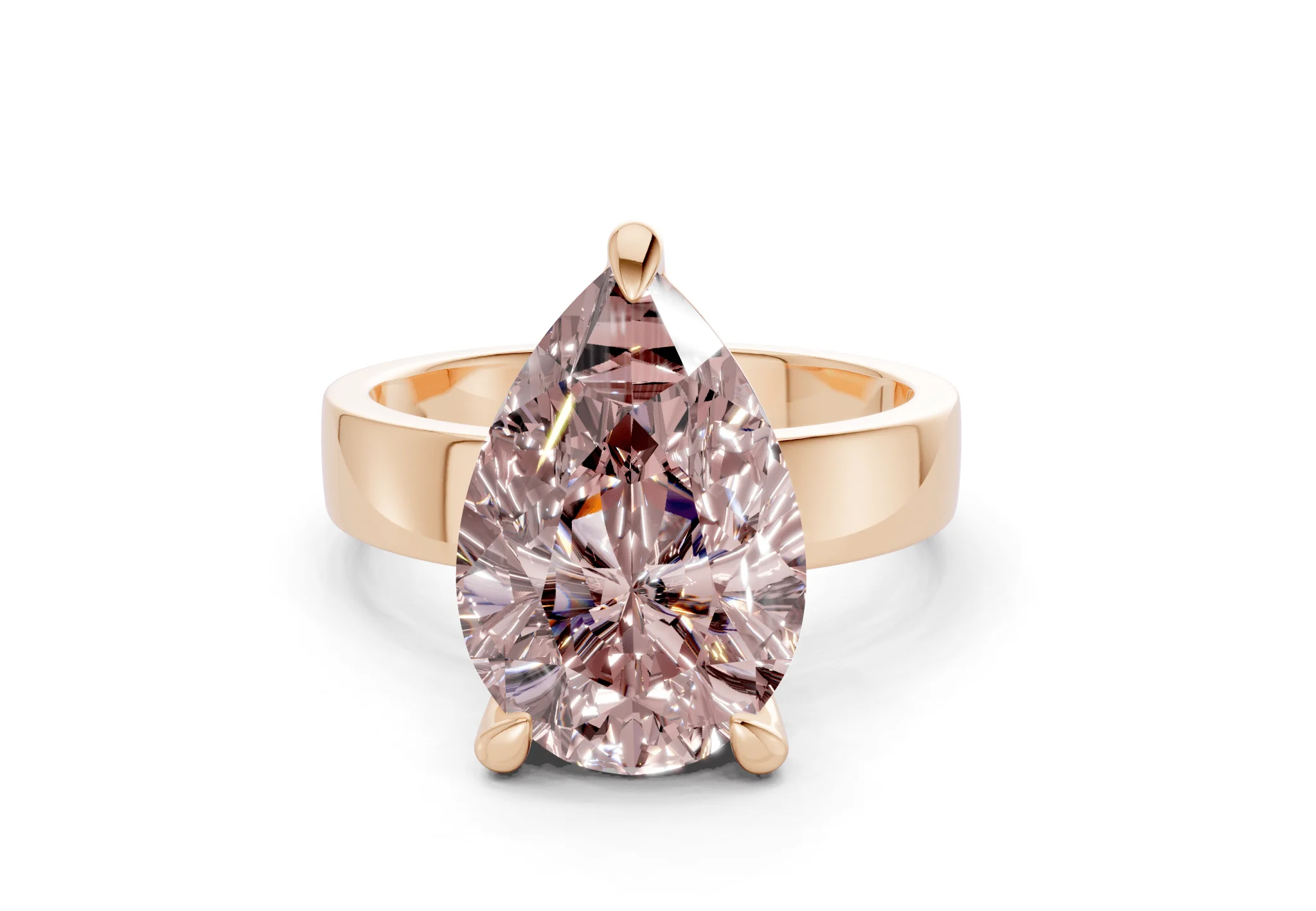 Cascade Pink Diamond Solitaire Pear Cut 4mm Engagement Ring - Image 4