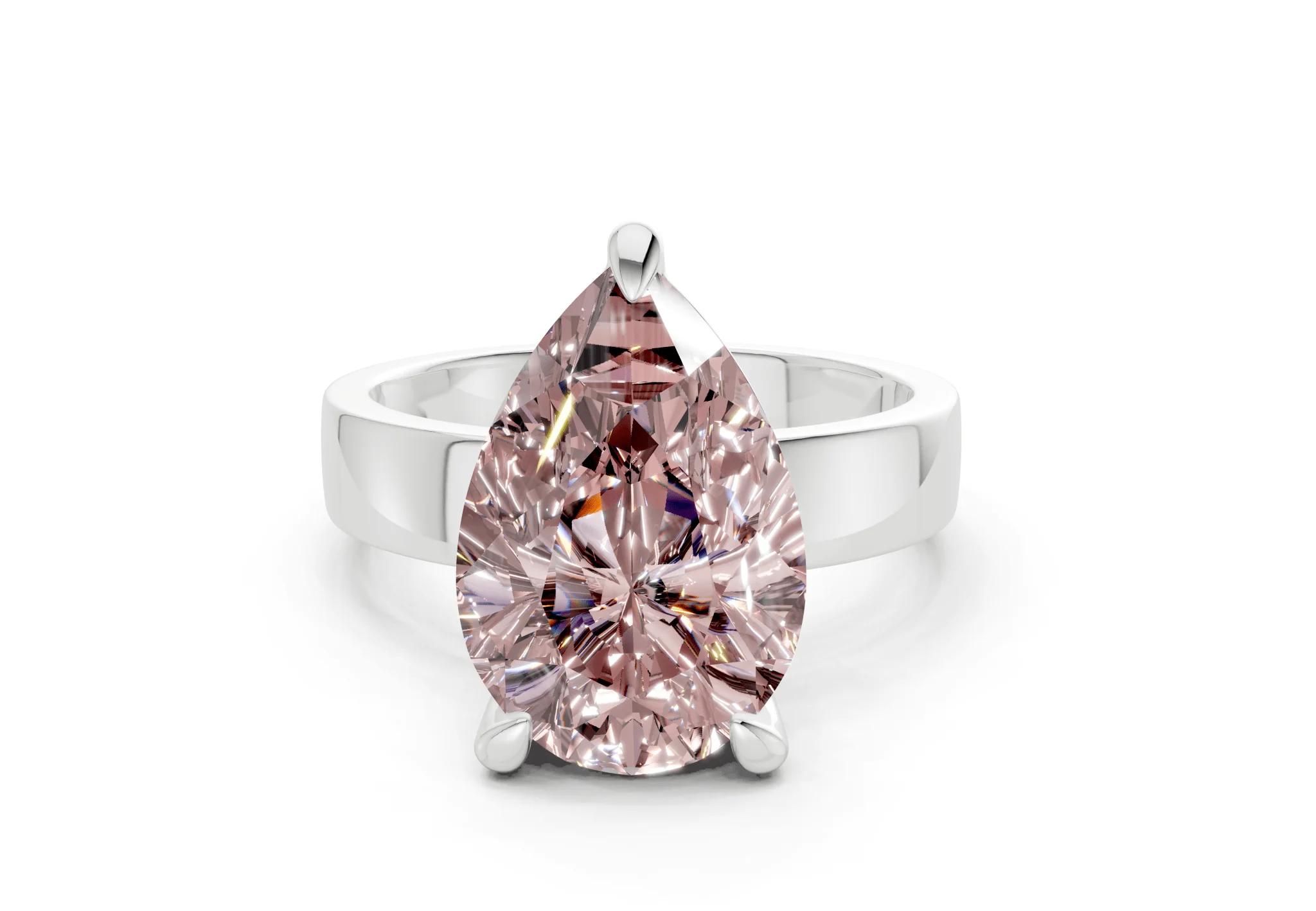 Cascade Pink Diamond Solitaire Pear Cut 4mm Engagement Ring - Image 7