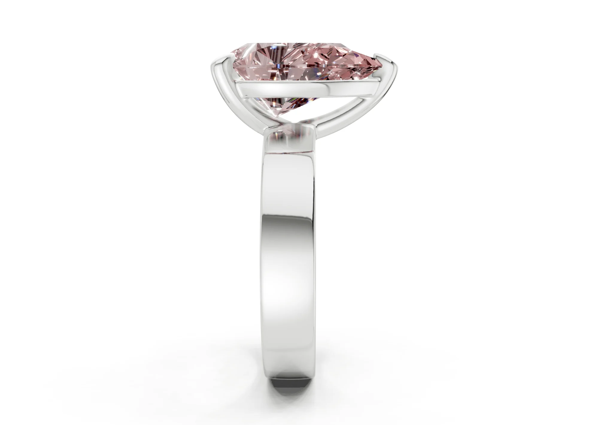 Cascade Pink Diamond Solitaire Pear Cut 4mm Engagement Ring - Image 9