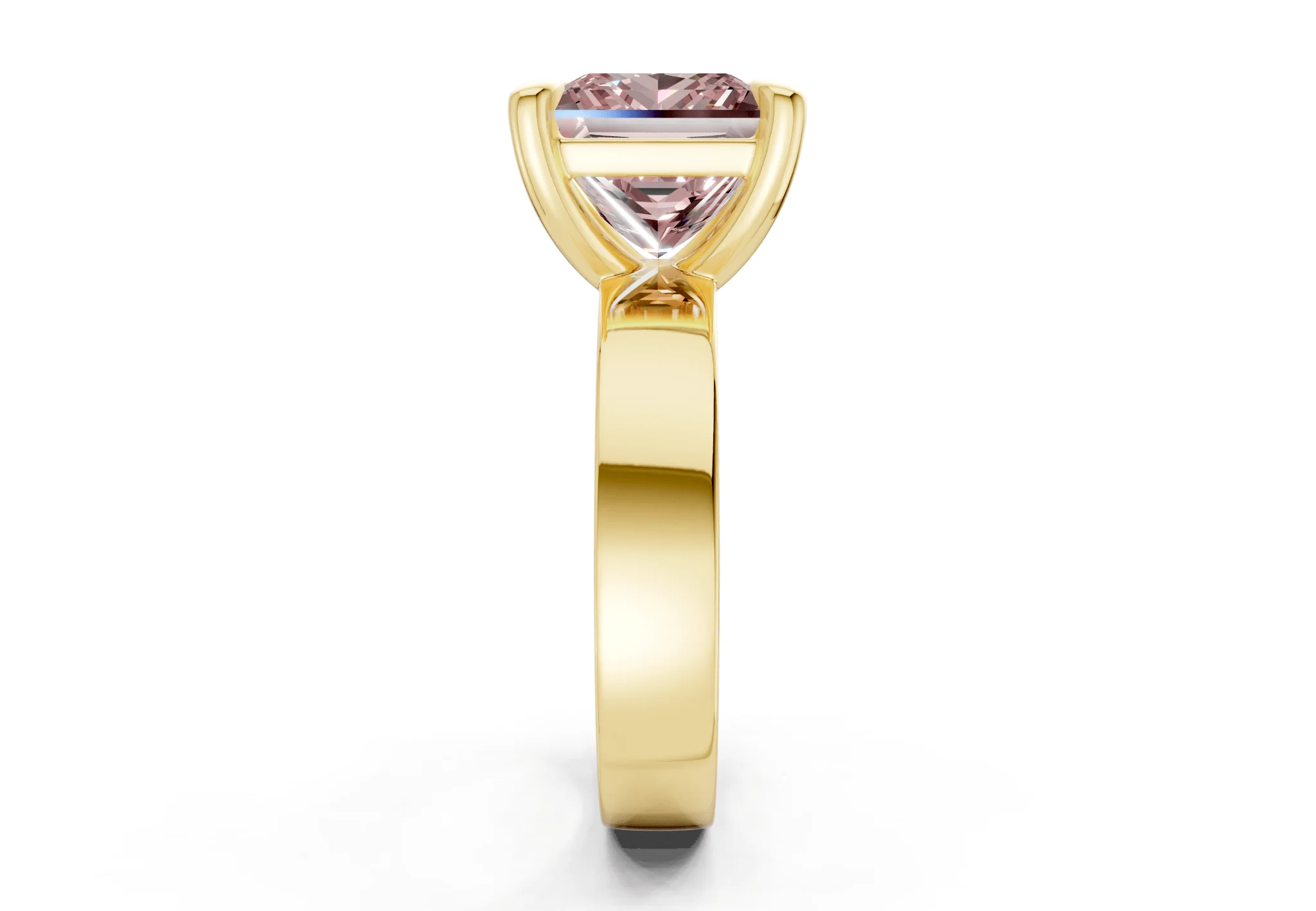 Cascade Pink Diamond Solitaire Princess Cut 4mm Engagement Ring - Image 3
