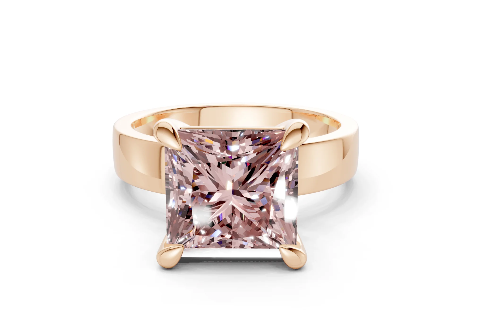 Cascade Pink Diamond Solitaire Princess Cut 4mm Engagement Ring - Image 4