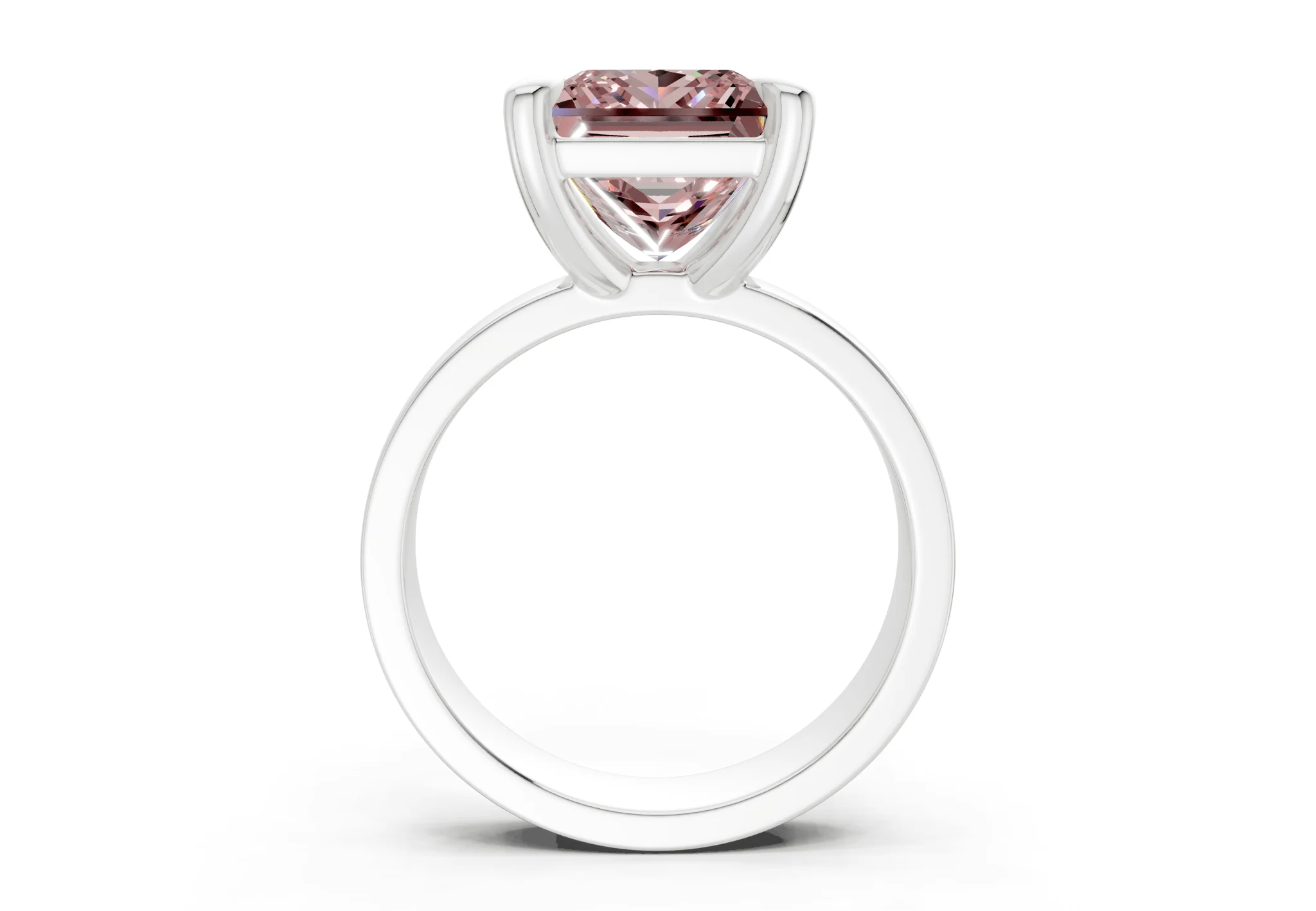 Cascade Pink Diamond Solitaire Princess Cut 4mm Engagement Ring - Image 8