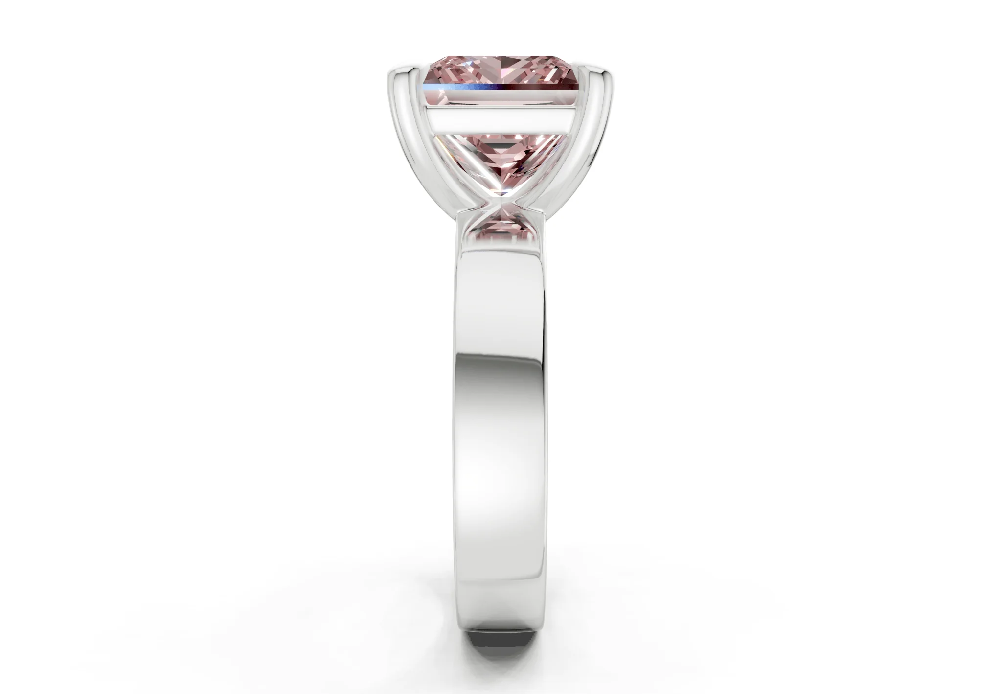 Cascade Pink Diamond Solitaire Princess Cut 4mm Engagement Ring - Image 9
