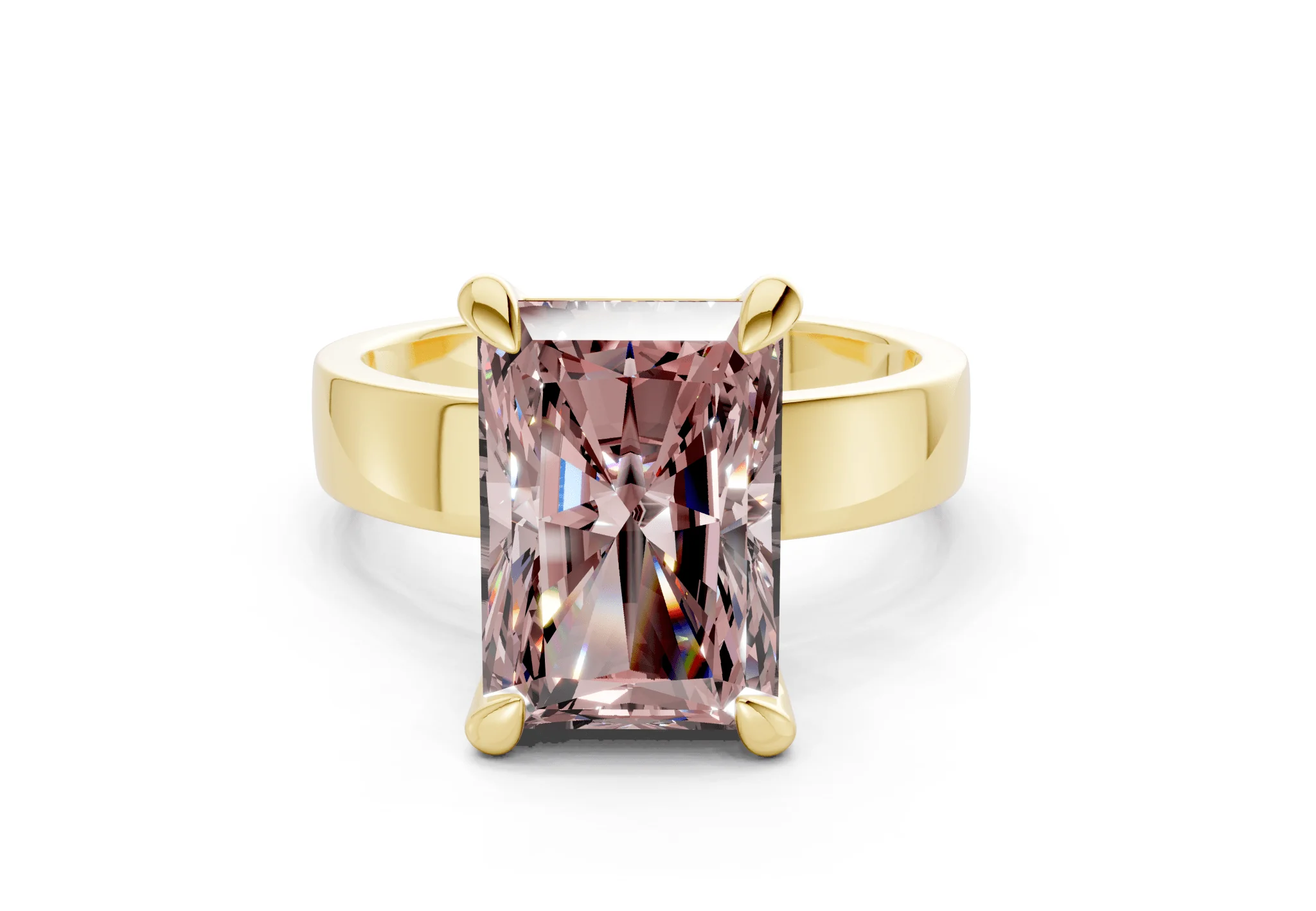 Cascade Pink Diamond Solitaire Radiant Cut 4mm Engagement Ring