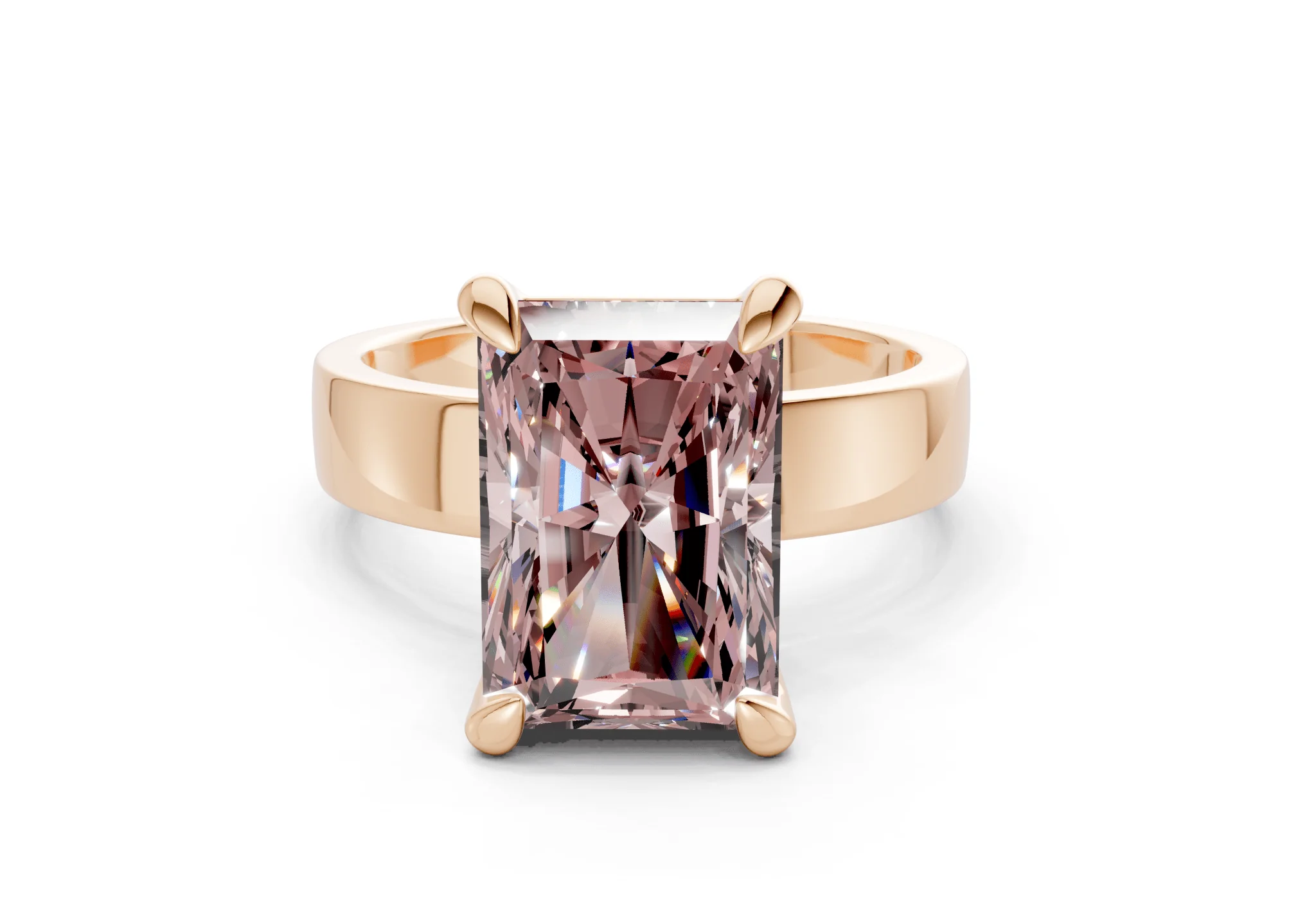 Cascade Pink Diamond Solitaire Radiant Cut 4mm Engagement Ring - Image 4