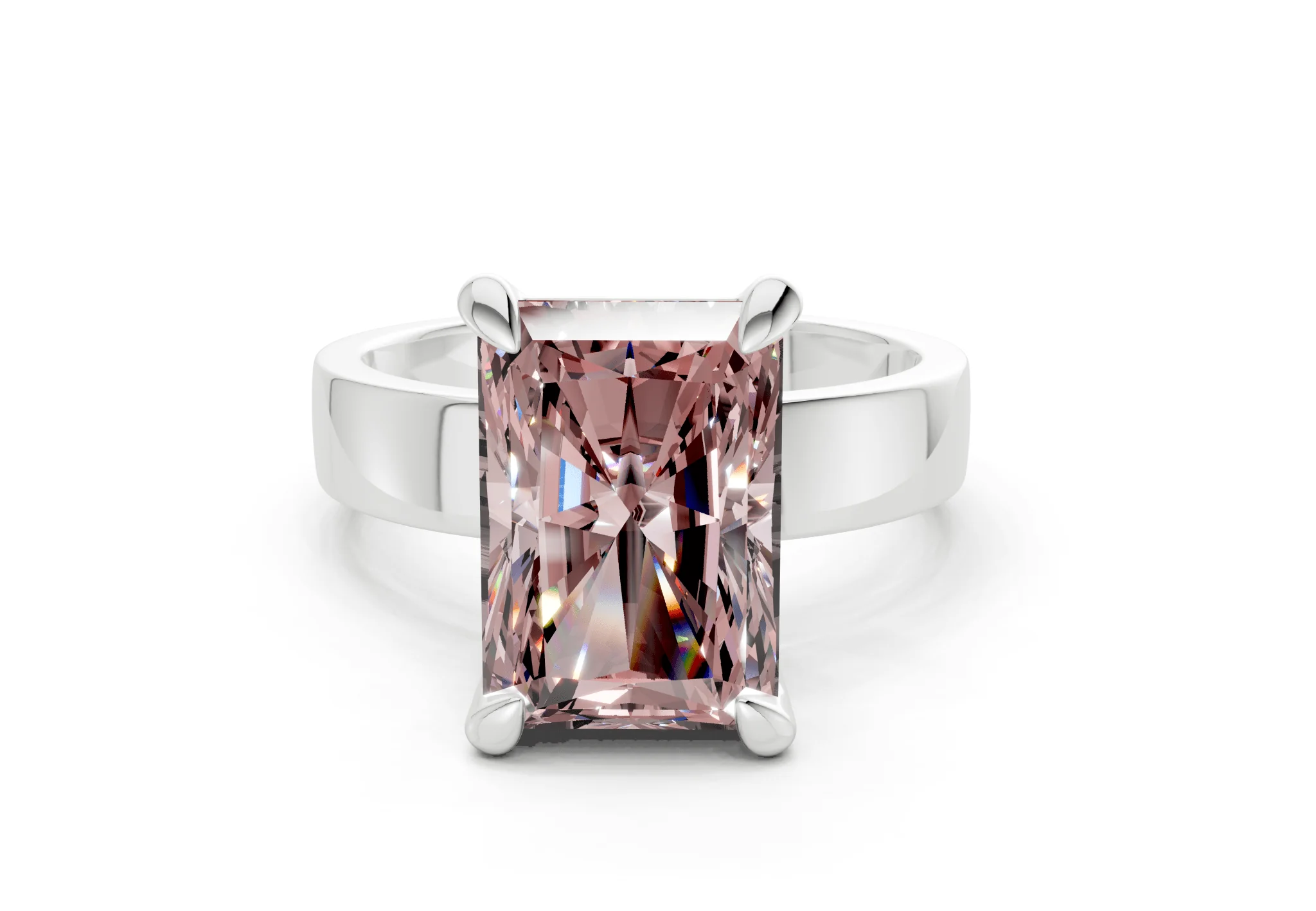Cascade Pink Diamond Solitaire Radiant Cut 4mm Engagement Ring - Image 7