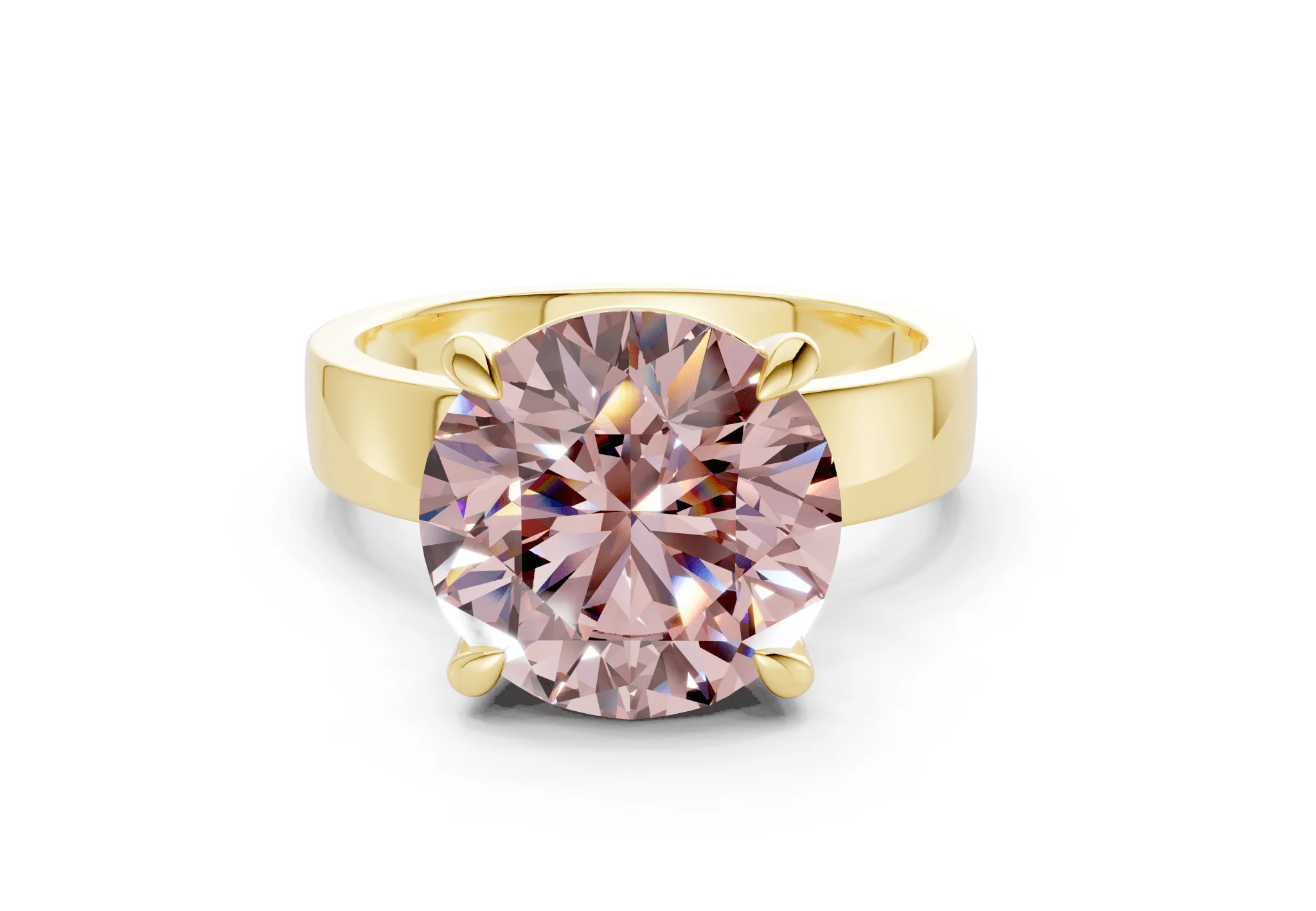 Cascade Pink Diamond Solitaire Round Cut 4mm Engagement Ring