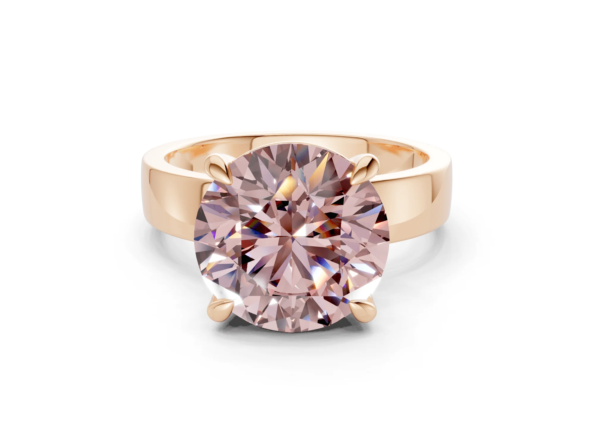 Cascade Pink Diamond Solitaire Round Cut 4mm Engagement Ring - Image 4