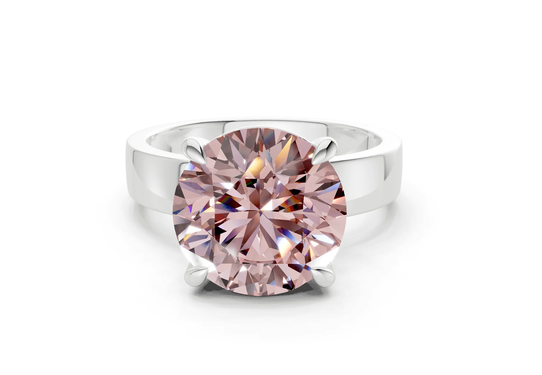 Cascade Pink Diamond Solitaire Round Cut 4mm Engagement Ring - Image 7