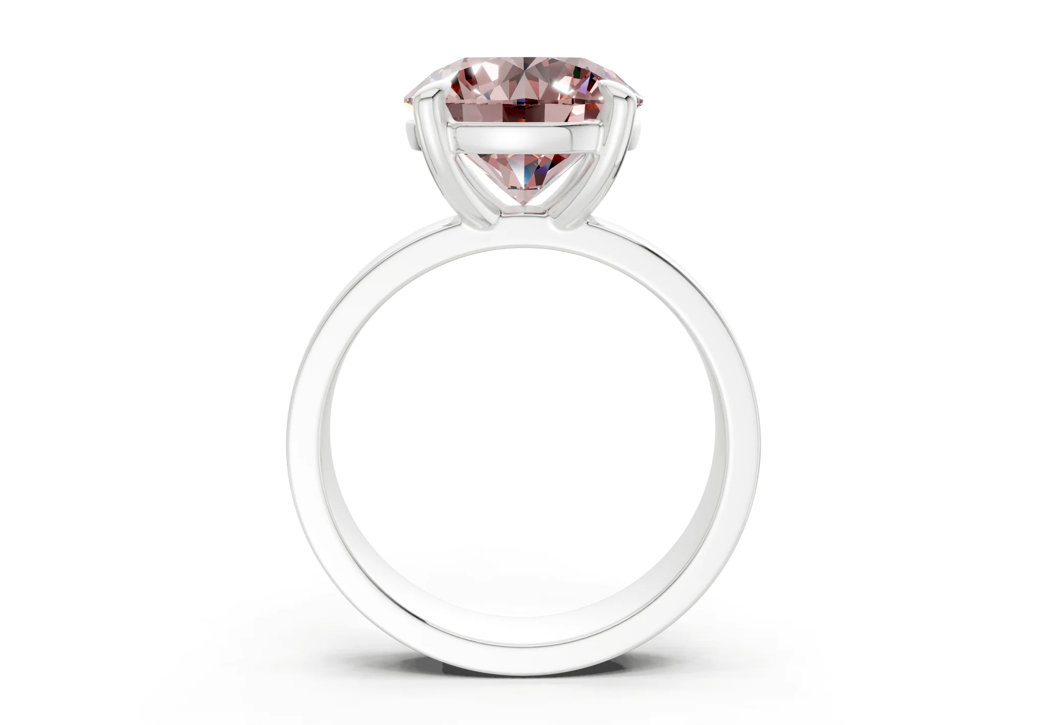 Cascade Pink Diamond Solitaire Round Cut 4mm Engagement Ring - Image 8