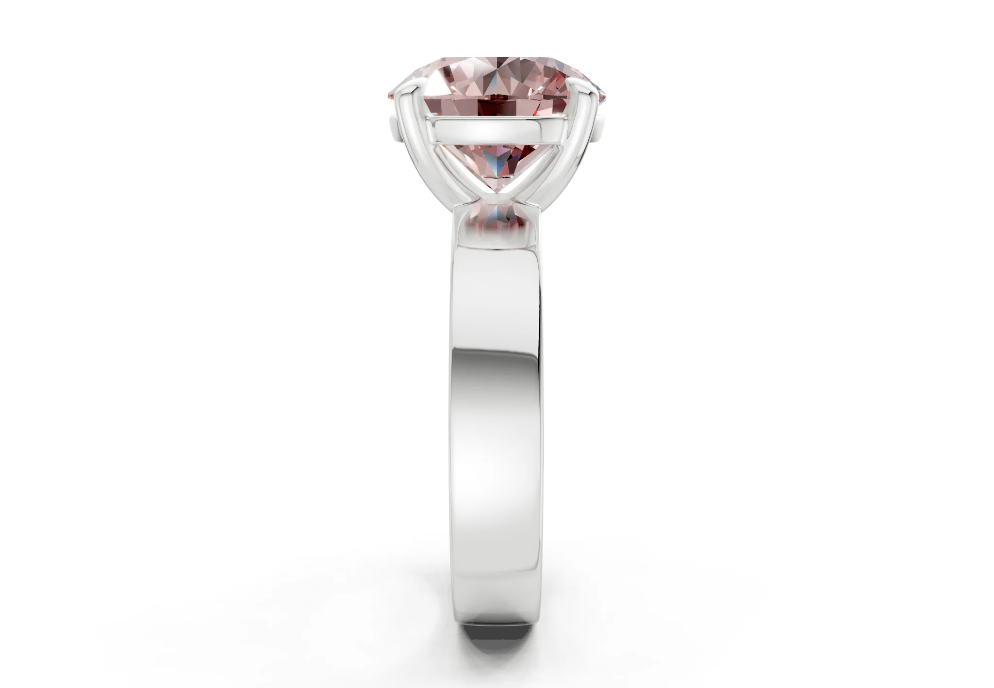 Cascade Pink Diamond Solitaire Round Cut 4mm Engagement Ring - Image 9