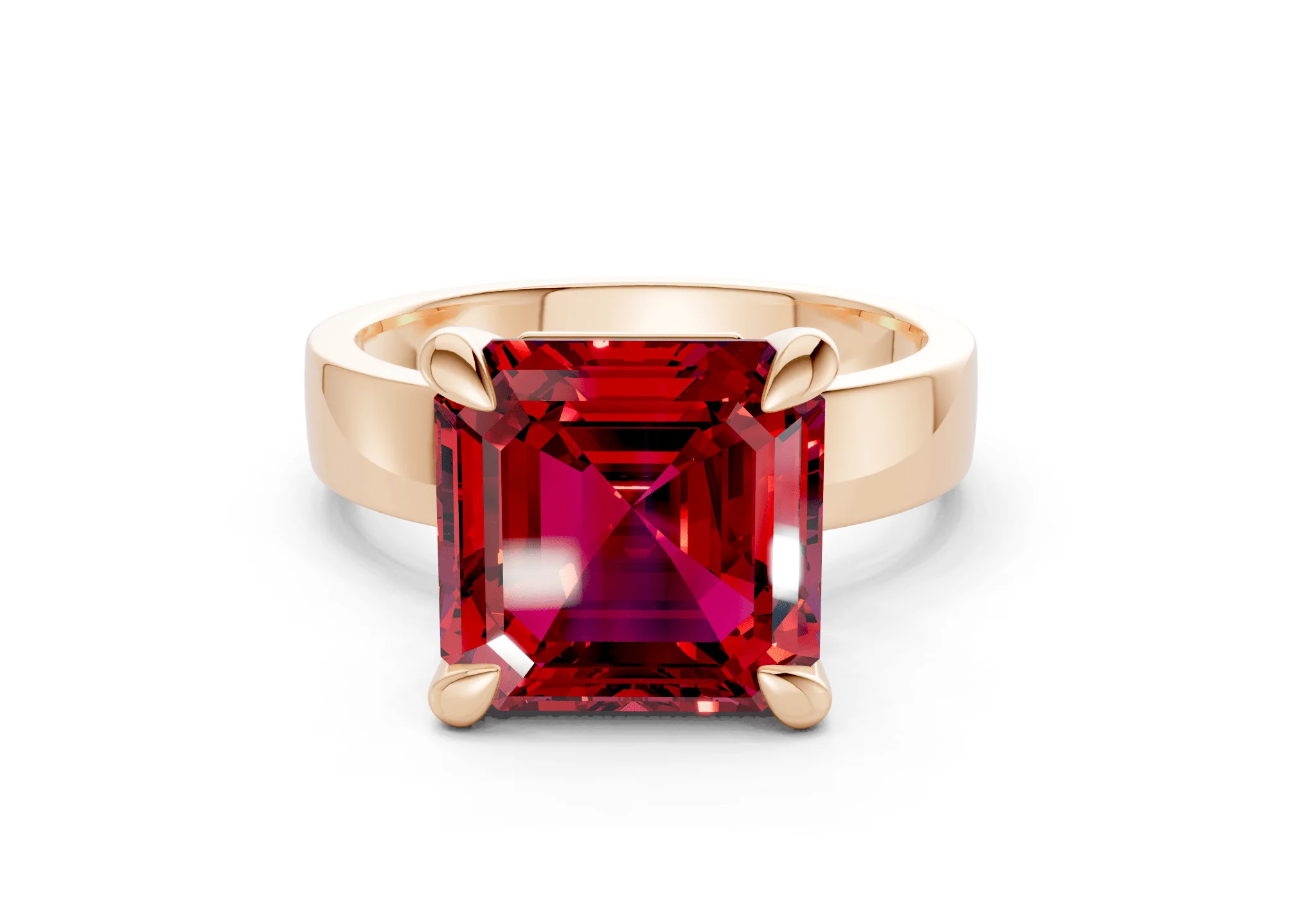 Cascade Ruby Gemstone Solitaire Asscher Cut 4mm Engagement Ring - Image 4
