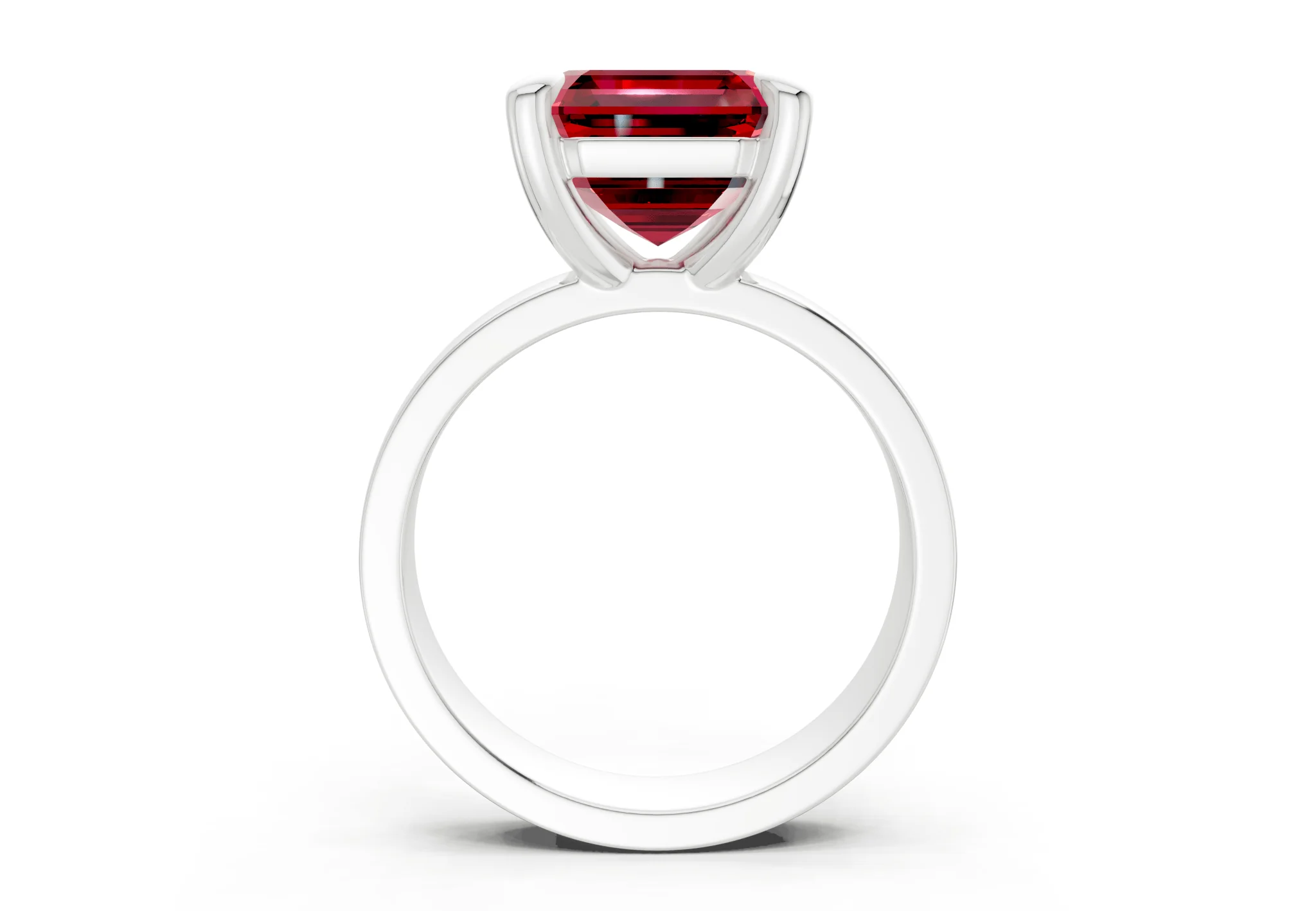 Cascade Ruby Gemstone Solitaire Asscher Cut 4mm Engagement Ring - Image 8