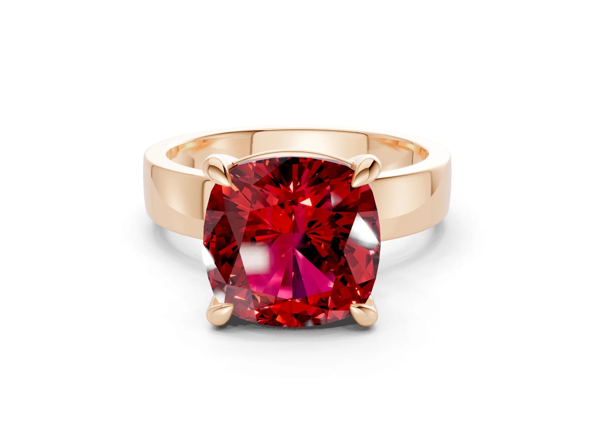 Cascade Ruby Gemstone Solitaire Cushion Squareuare Cut 4mm Engagement Ring - Image 4