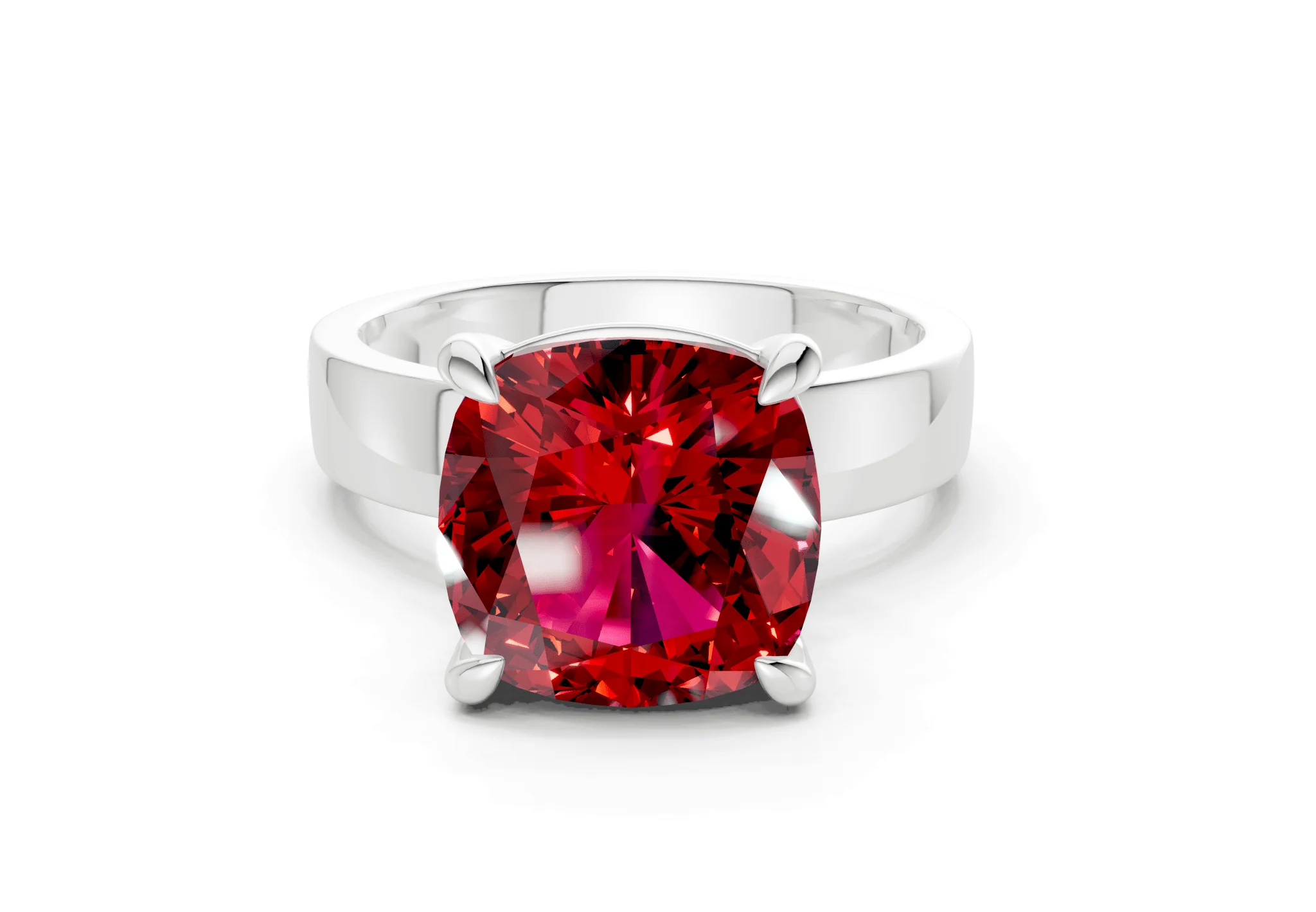 Cascade Ruby Gemstone Solitaire Cushion Squareuare Cut 4mm Engagement Ring - Image 7