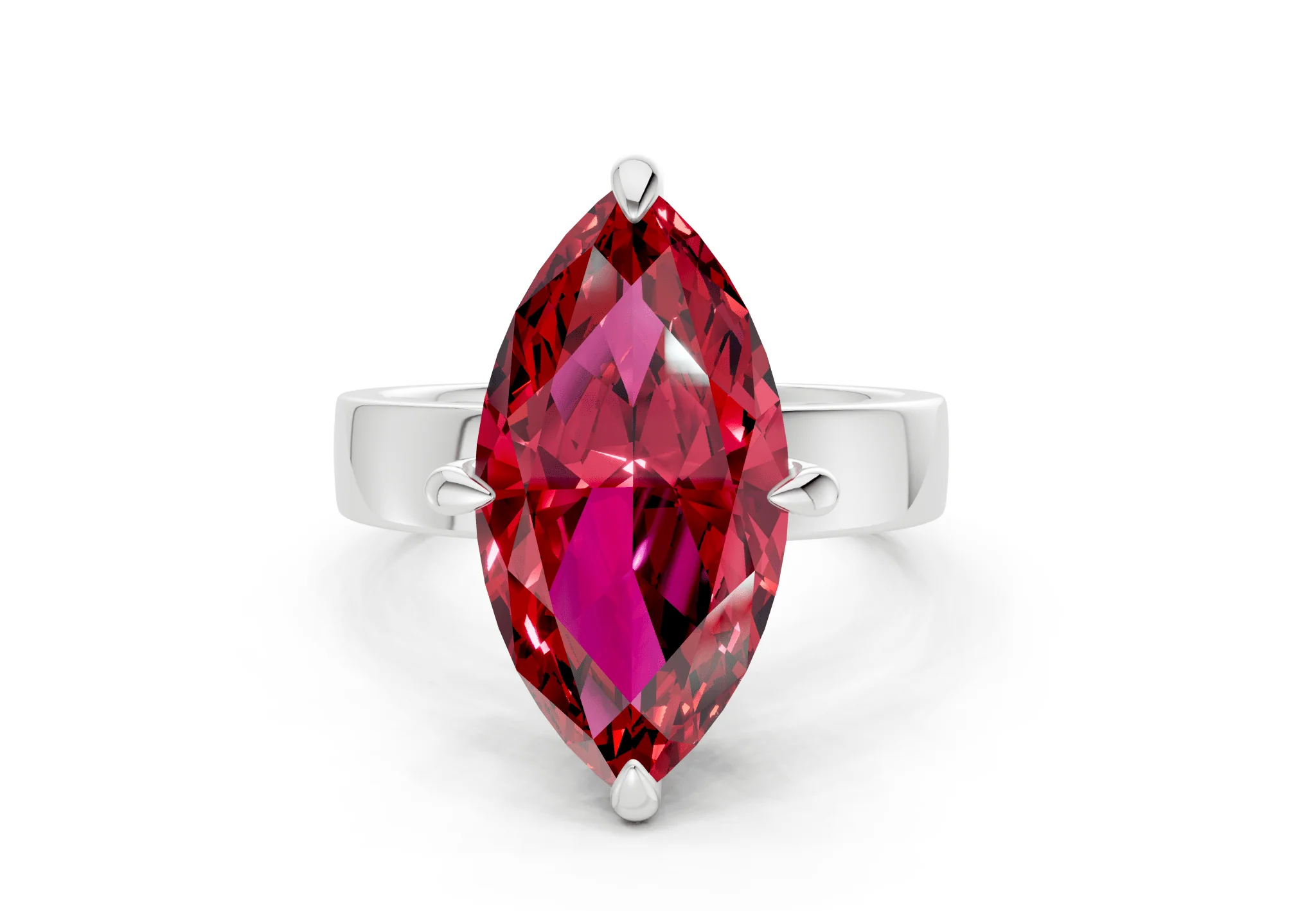 Cascade Ruby Gemstone Solitaire Marquise Cut 4mm Engagement Ring - Image 7
