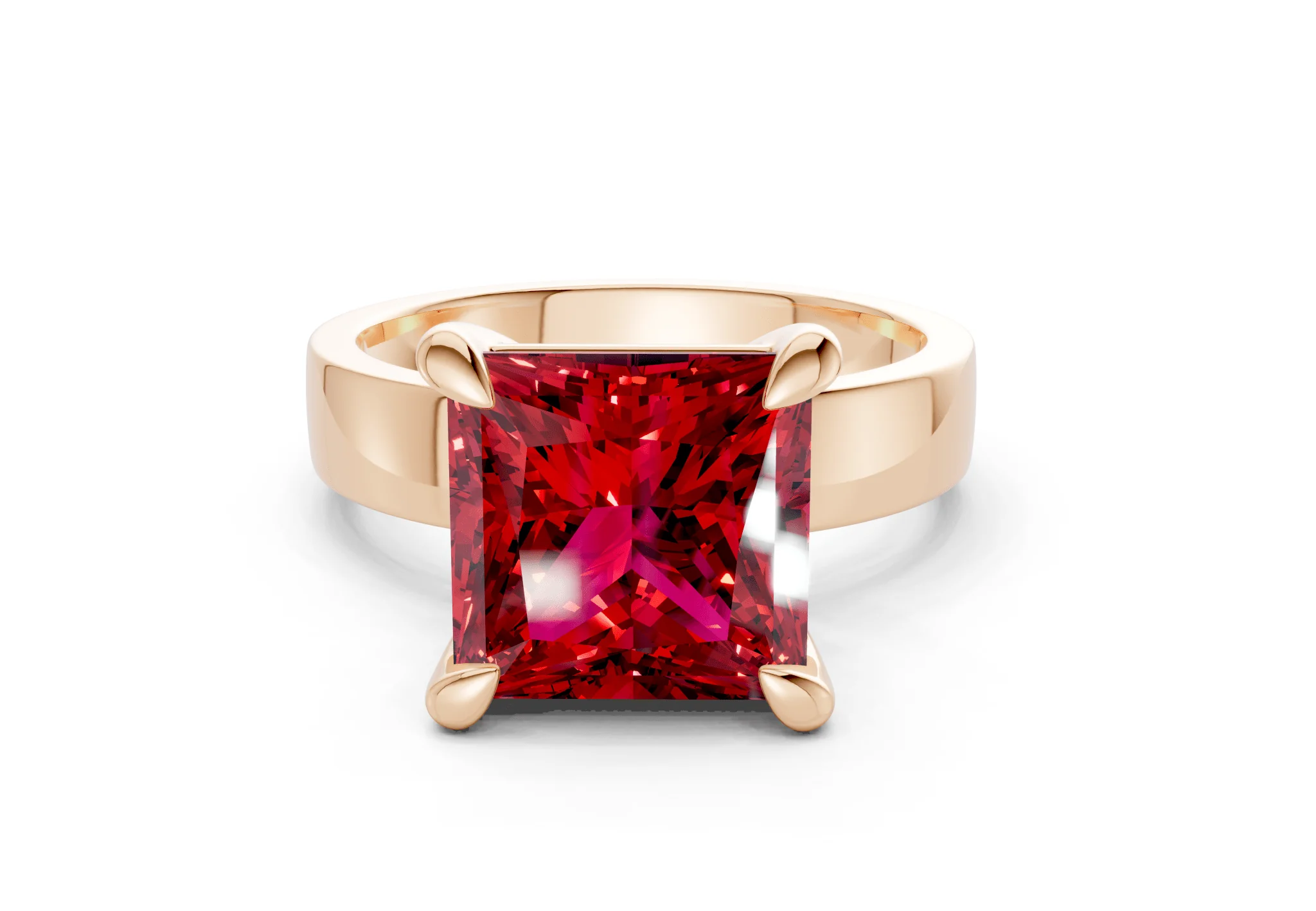 Cascade Ruby Gemstone Solitaire Princess Cut 4mm Engagement Ring - Image 4