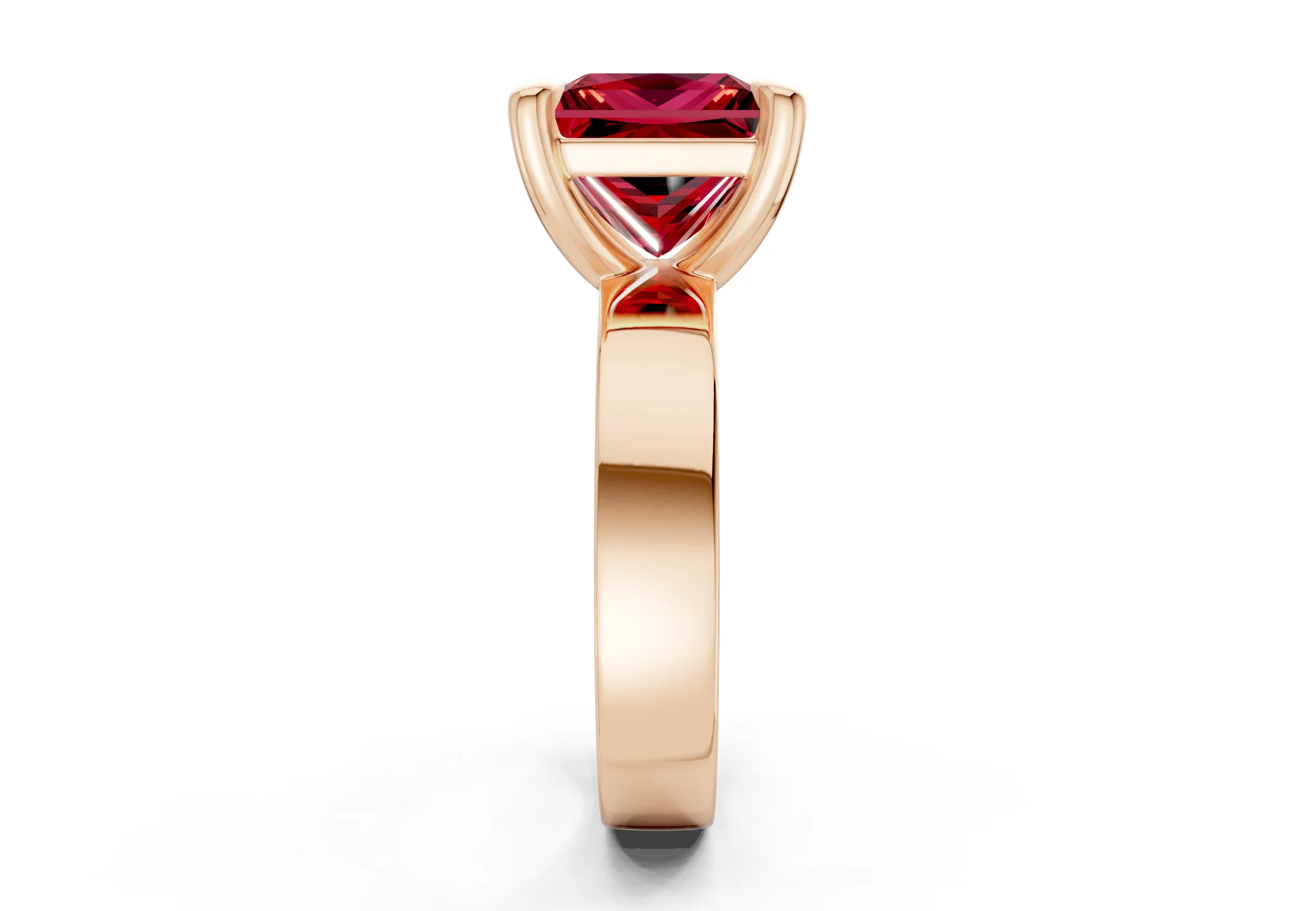 Cascade Ruby Gemstone Solitaire Princess Cut 4mm Engagement Ring - Image 6