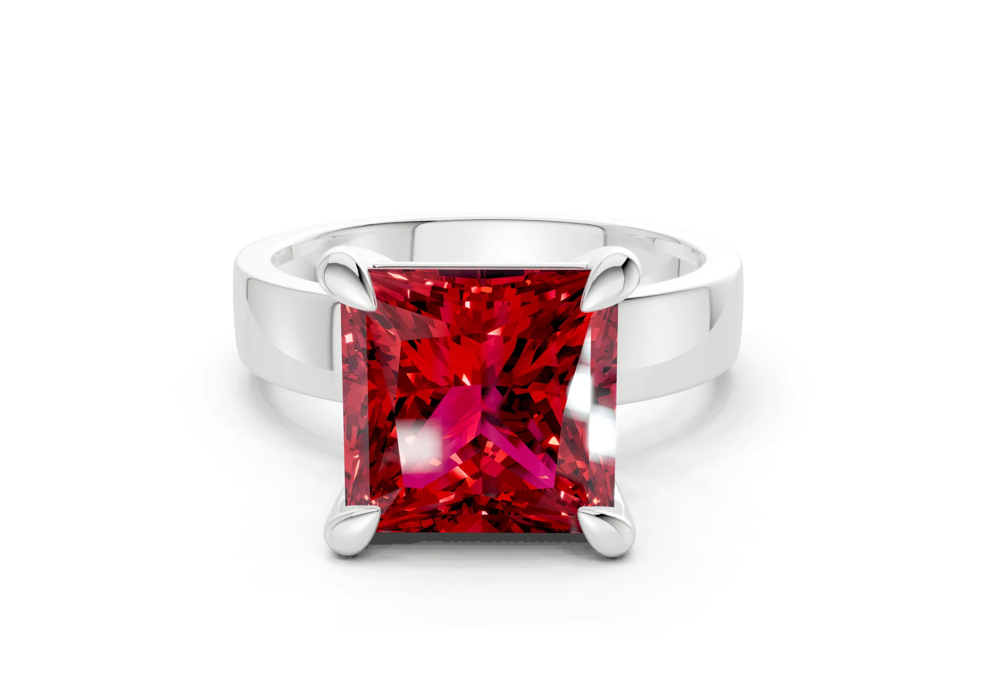Cascade Ruby Gemstone Solitaire Princess Cut 4mm Engagement Ring - Image 7