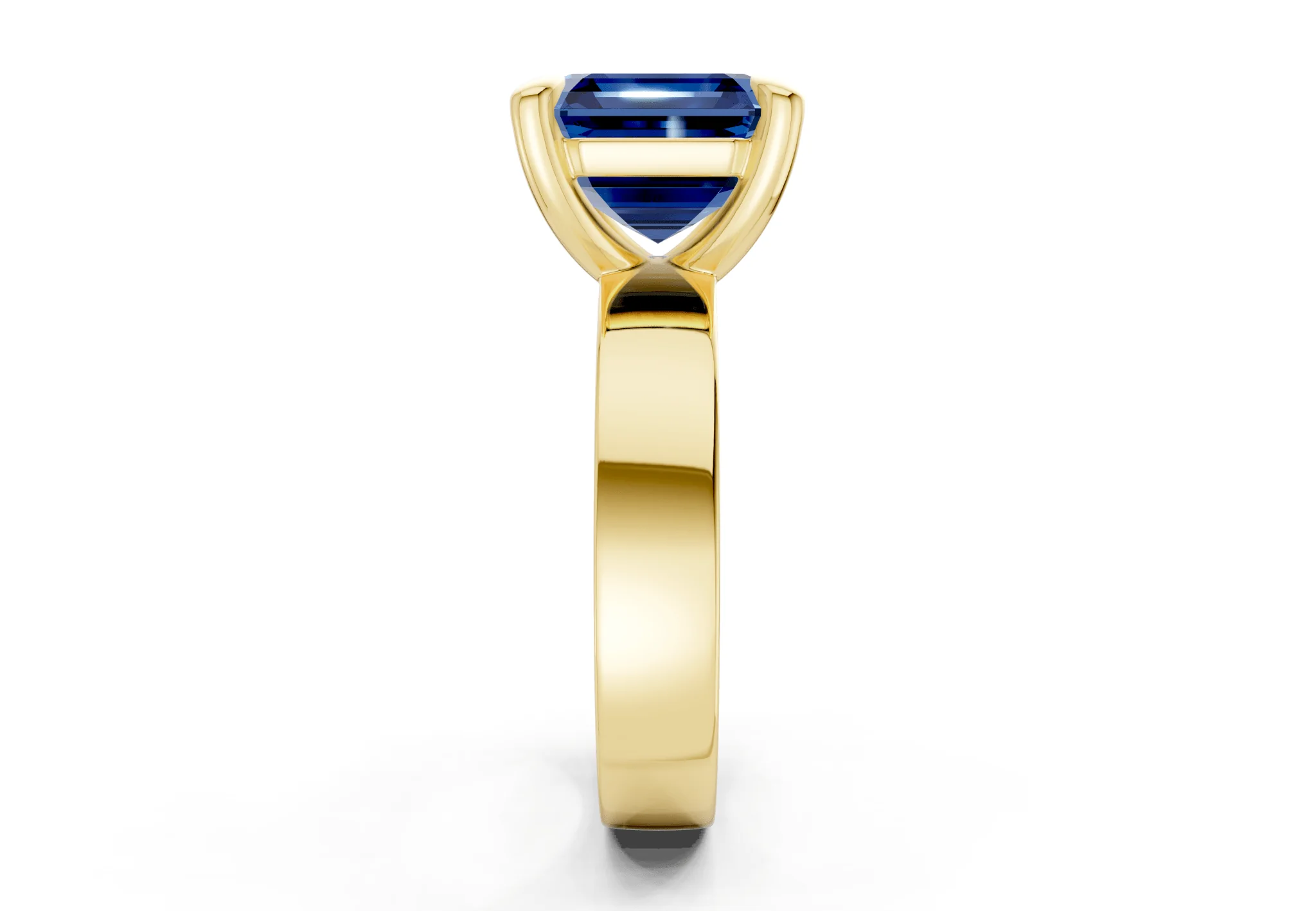 Cascade Sapphire Gemstone Solitaire Asscher Cut 4mm Engagement Ring - Image 3