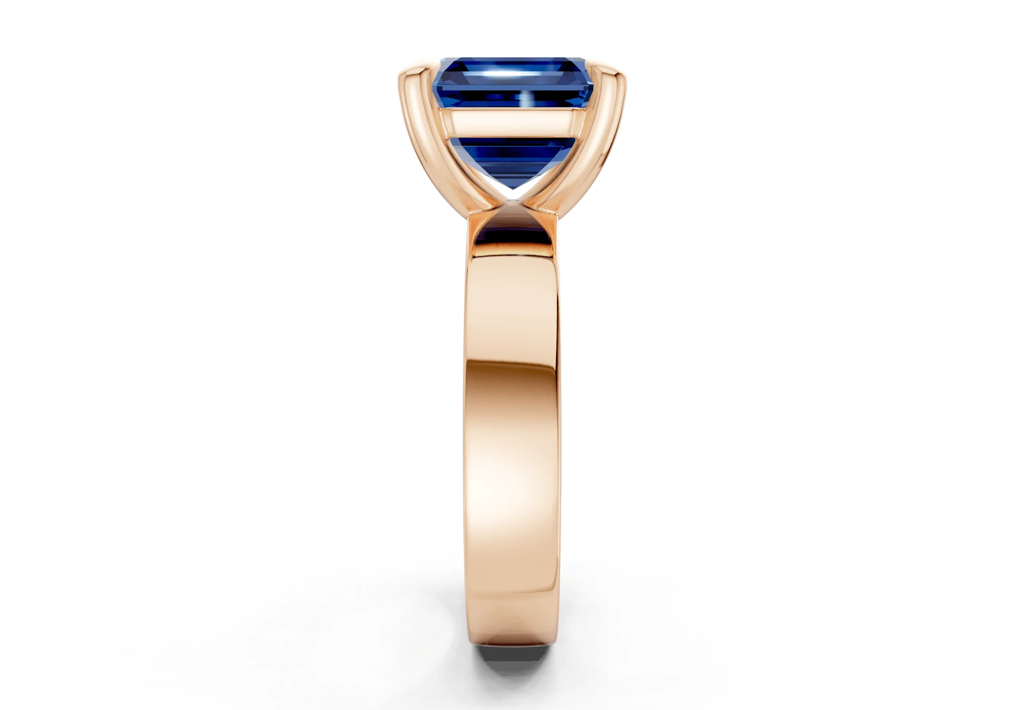 Cascade Sapphire Gemstone Solitaire Asscher Cut 4mm Engagement Ring - Image 6