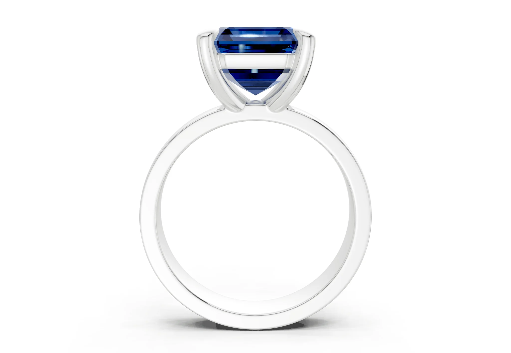 Cascade Sapphire Gemstone Solitaire Asscher Cut 4mm Engagement Ring - Image 8