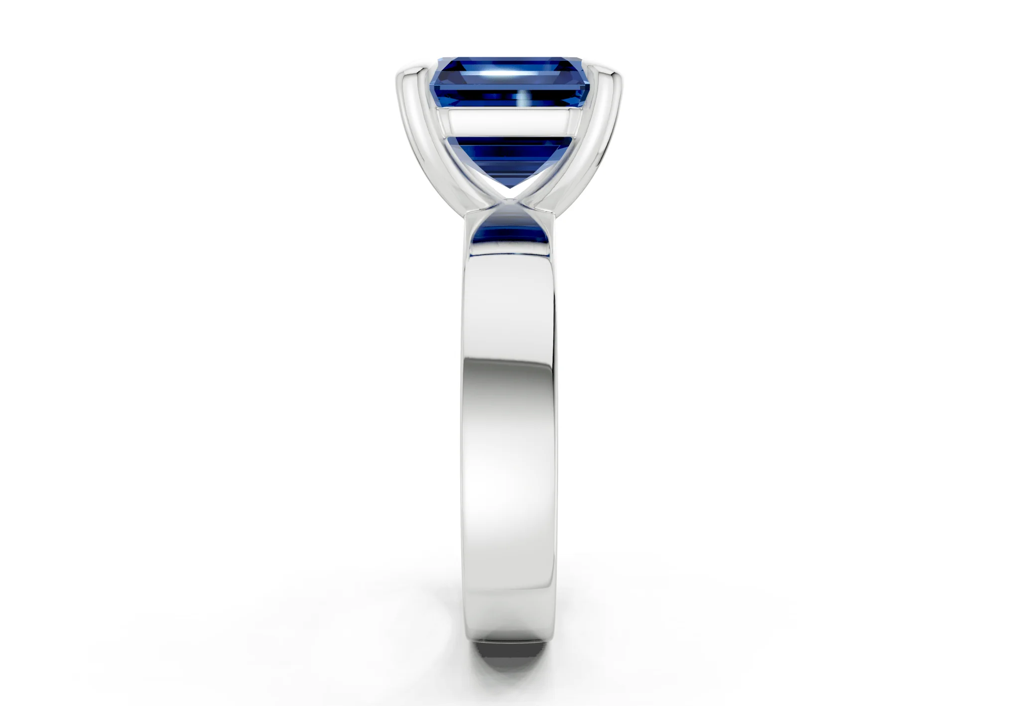 Cascade Sapphire Gemstone Solitaire Asscher Cut 4mm Engagement Ring - Image 9