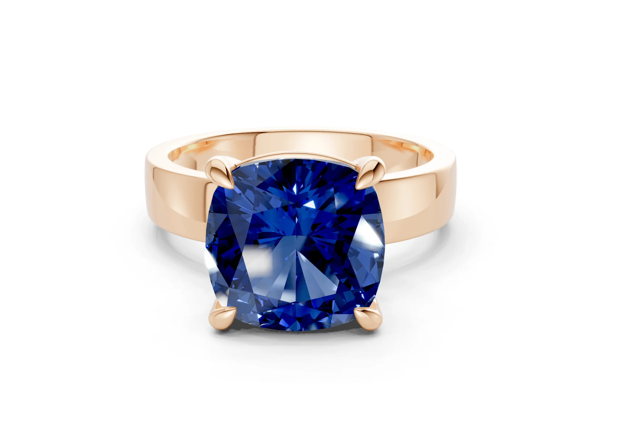 Cascade Sapphire Gemstone Solitaire Cushion Squareuare Cut 4mm Engagement Ring - Image 4