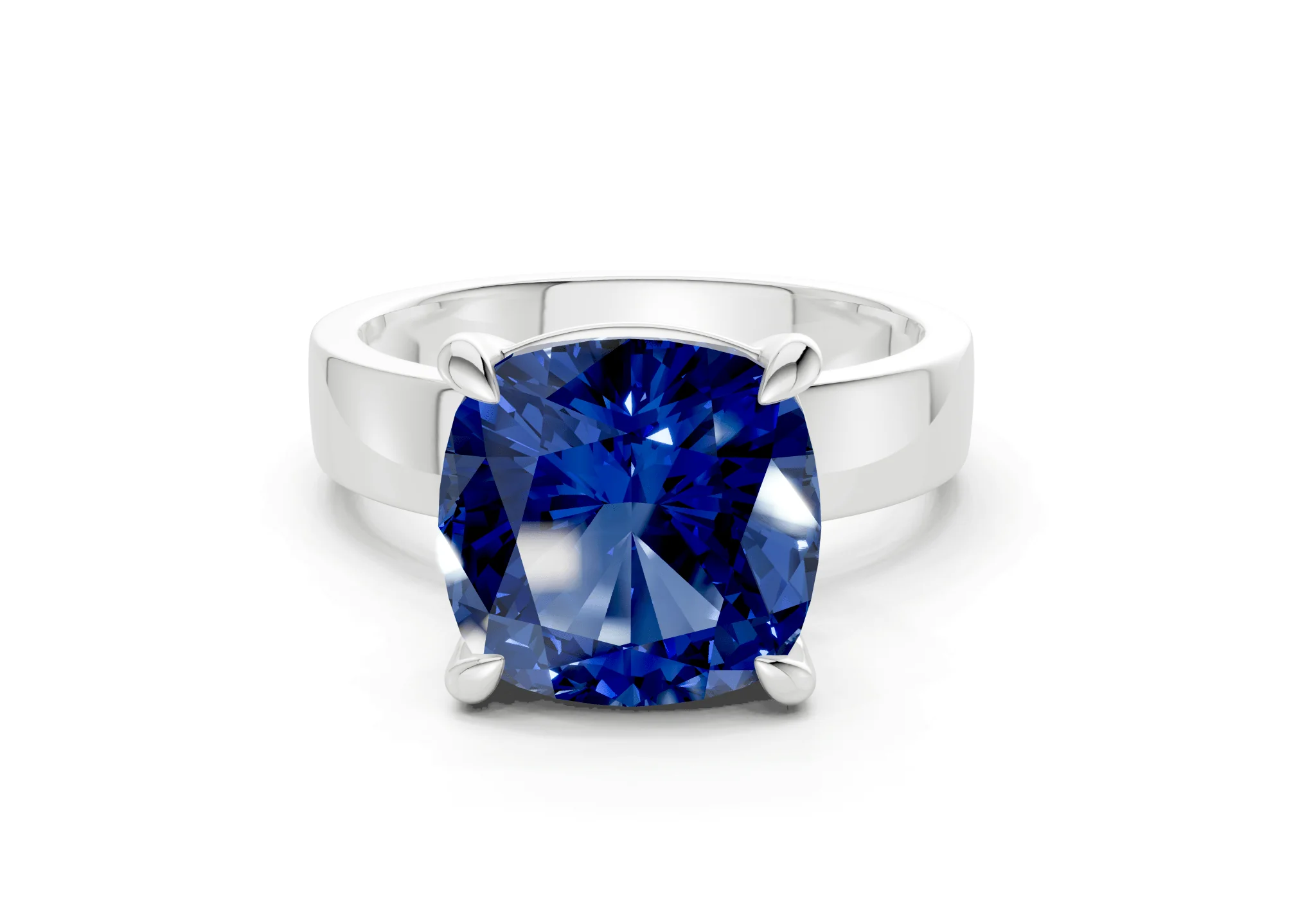 Cascade Sapphire Gemstone Solitaire Cushion Squareuare Cut 4mm Engagement Ring - Image 7