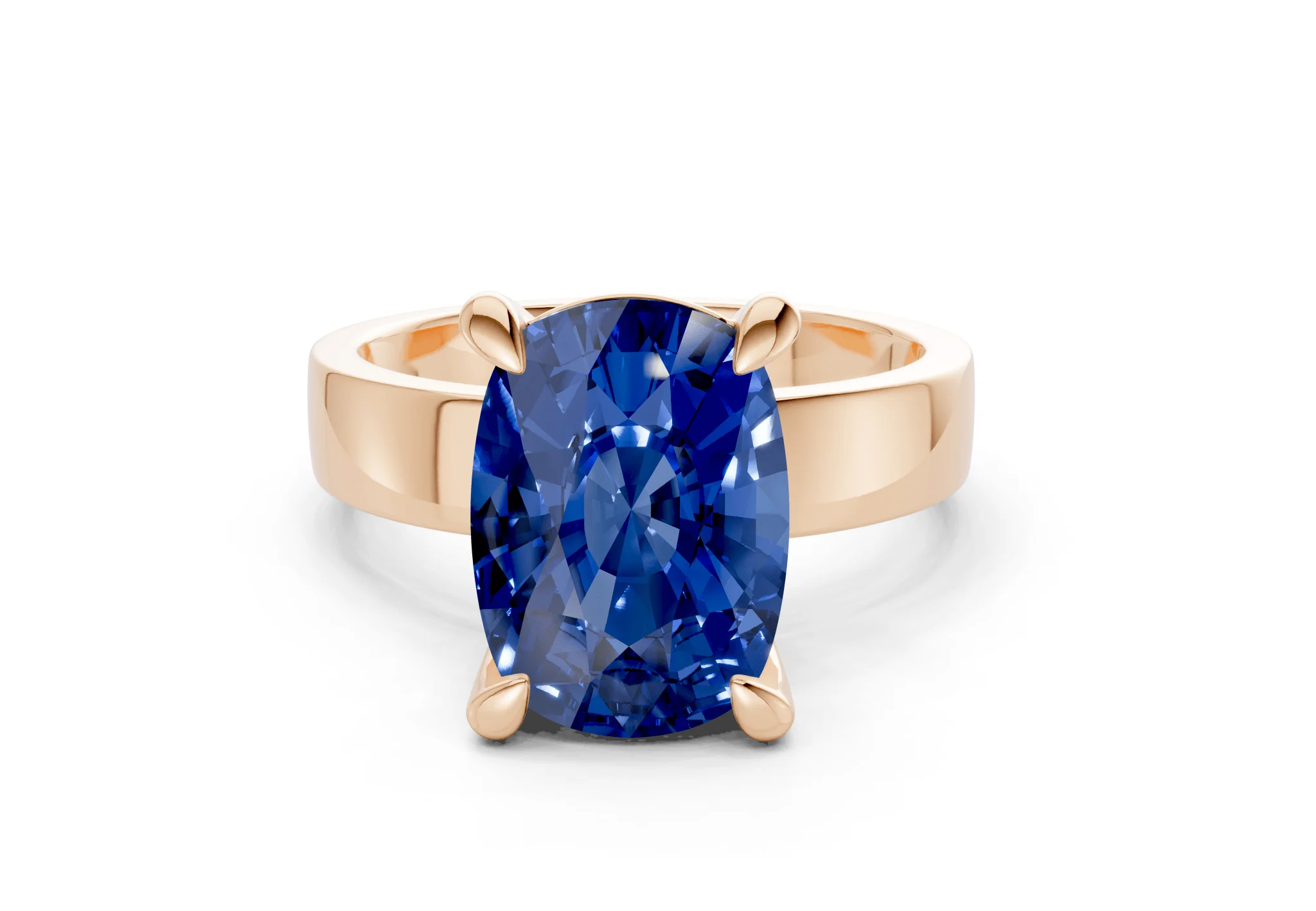Cascade Sapphire Gemstone Solitaire Elongated Cushion Cut 4mm Engagement Ring - Image 4