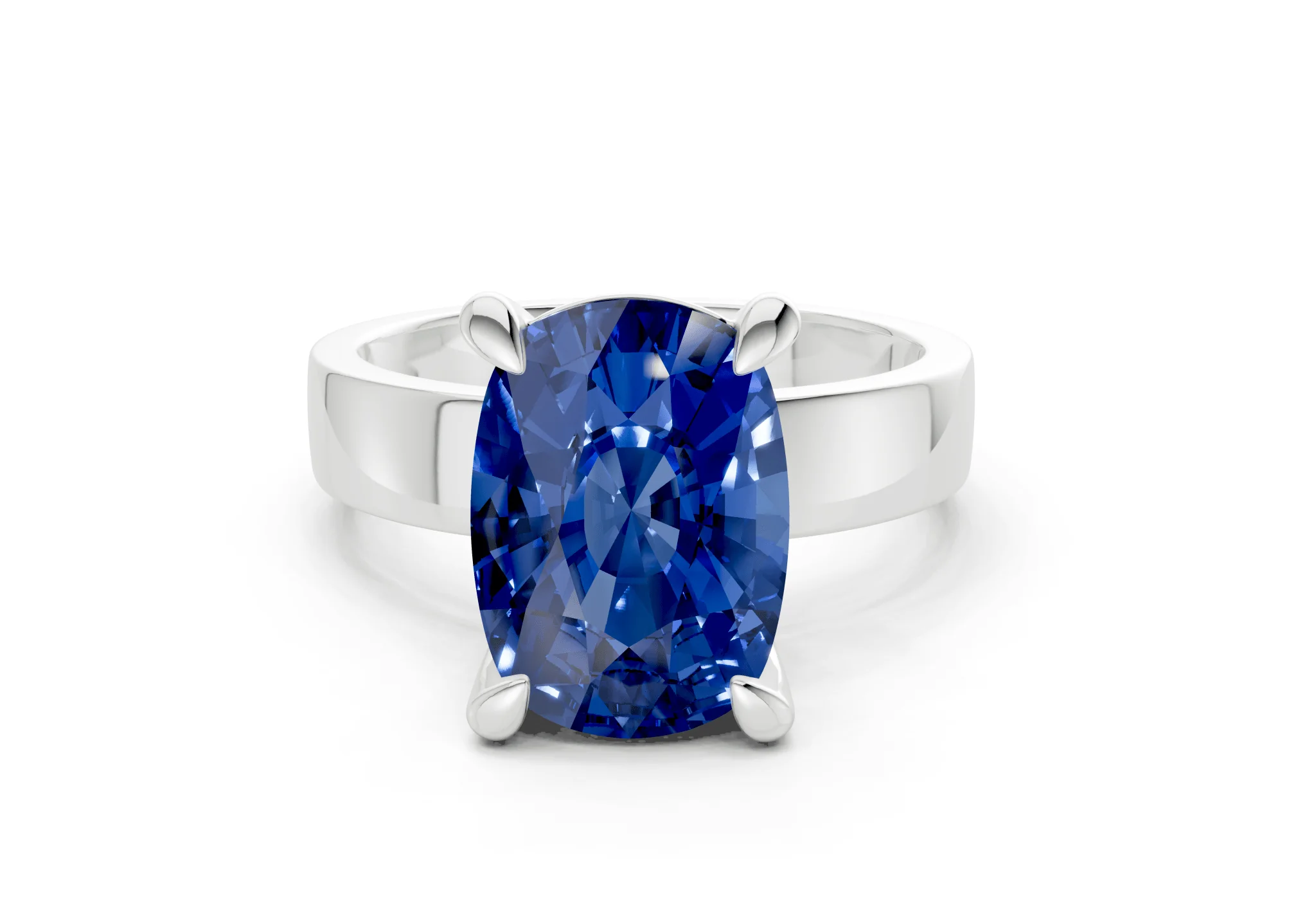 Cascade Sapphire Gemstone Solitaire Elongated Cushion Cut 4mm Engagement Ring - Image 7