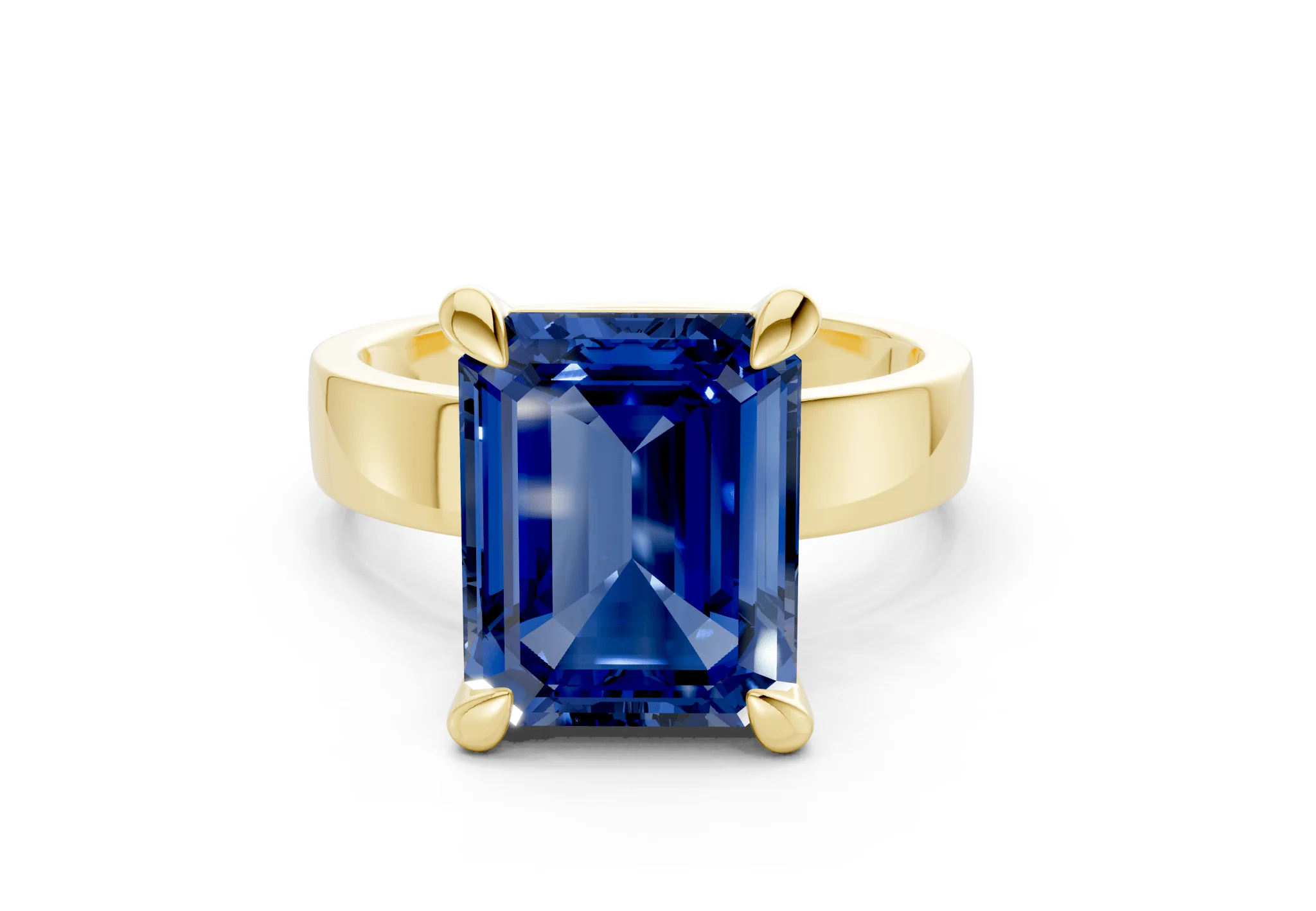 Cascade Sapphire Gemstone Solitaire Emerald Cut 4mm Engagement Ring