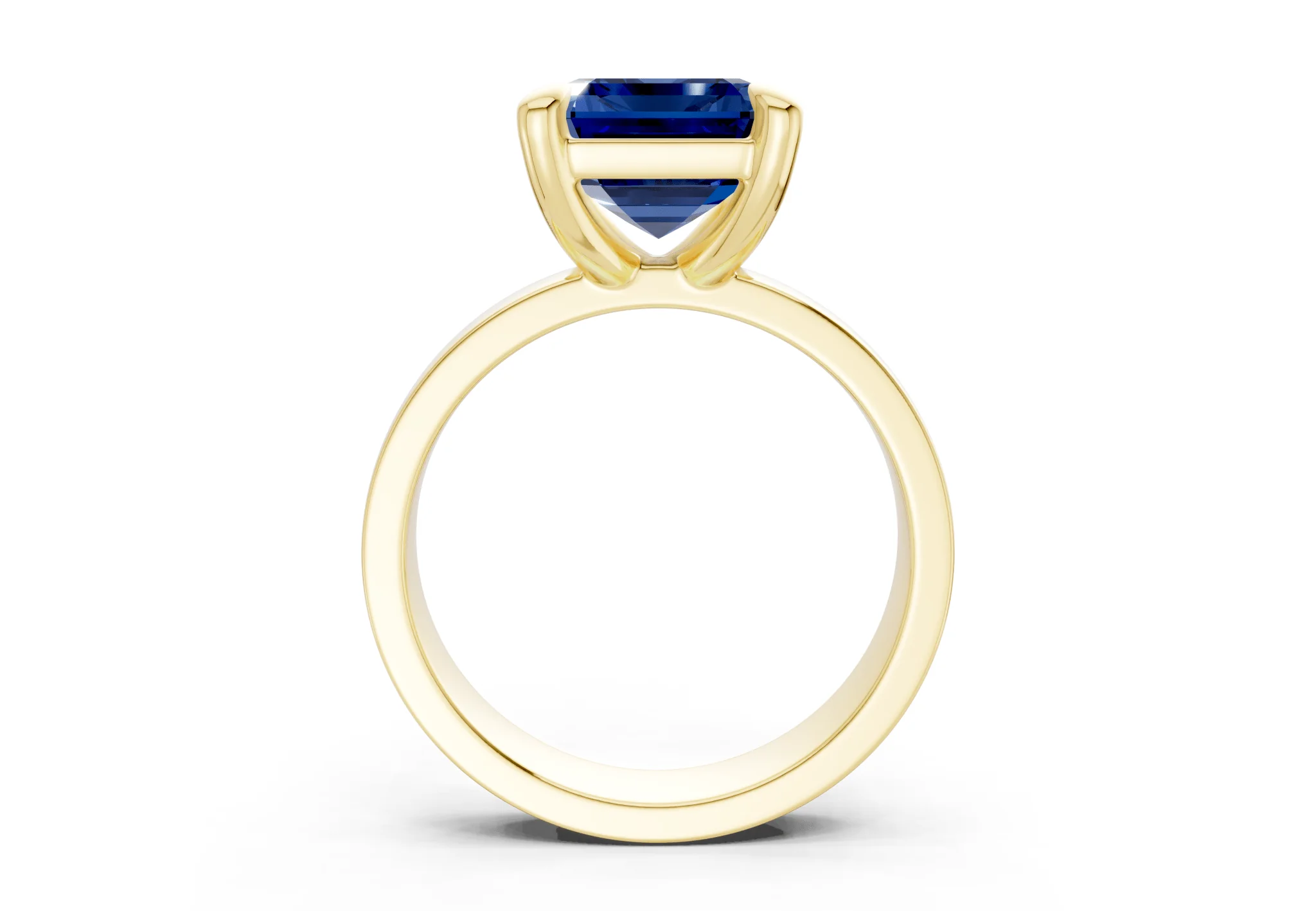 Cascade Sapphire Gemstone Solitaire Emerald Cut 4mm Engagement Ring - Image 2