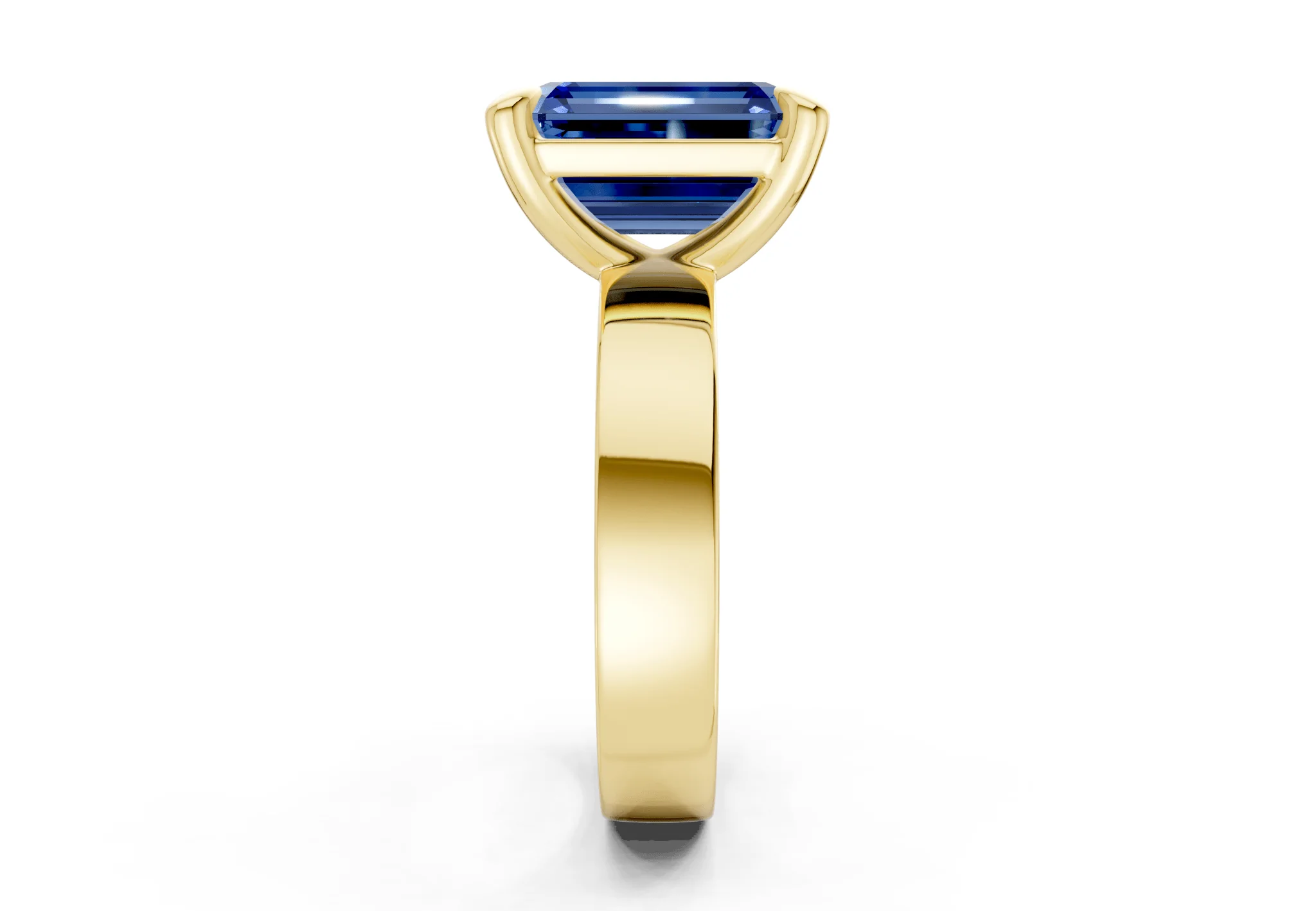 Cascade Sapphire Gemstone Solitaire Emerald Cut 4mm Engagement Ring - Image 3