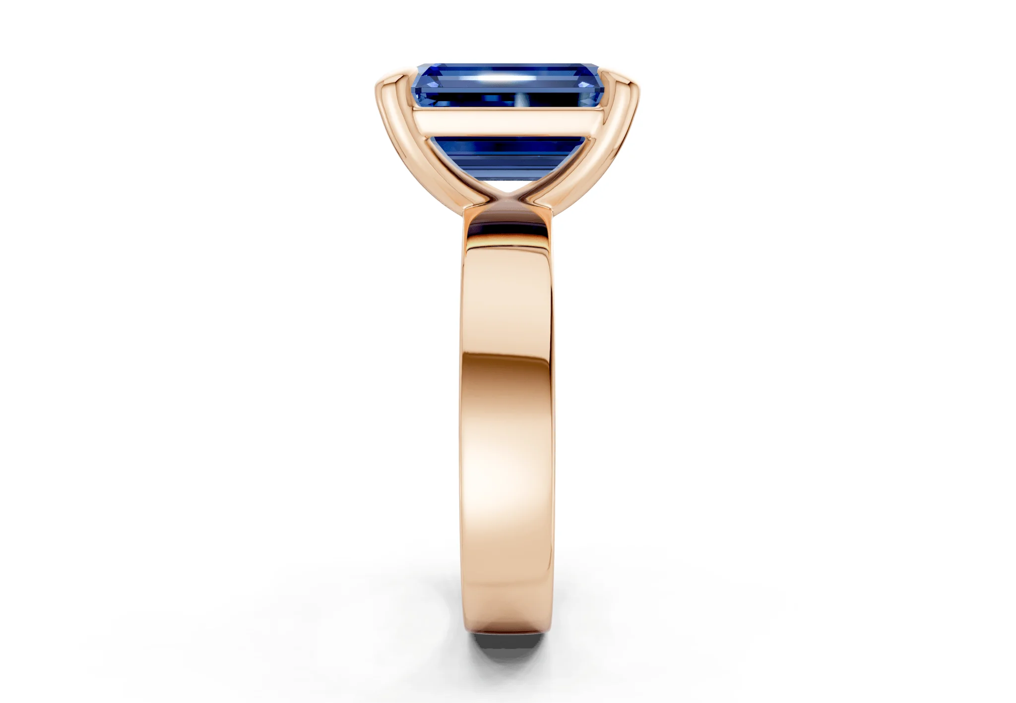 Cascade Sapphire Gemstone Solitaire Emerald Cut 4mm Engagement Ring - Image 6