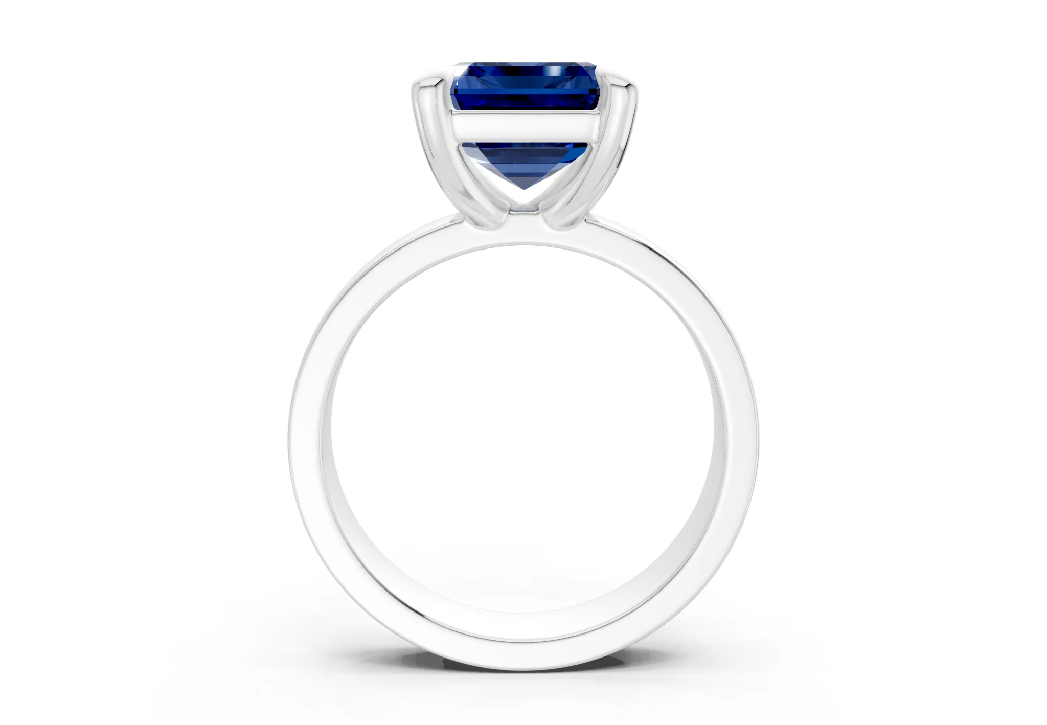 Cascade Sapphire Gemstone Solitaire Emerald Cut 4mm Engagement Ring - Image 8