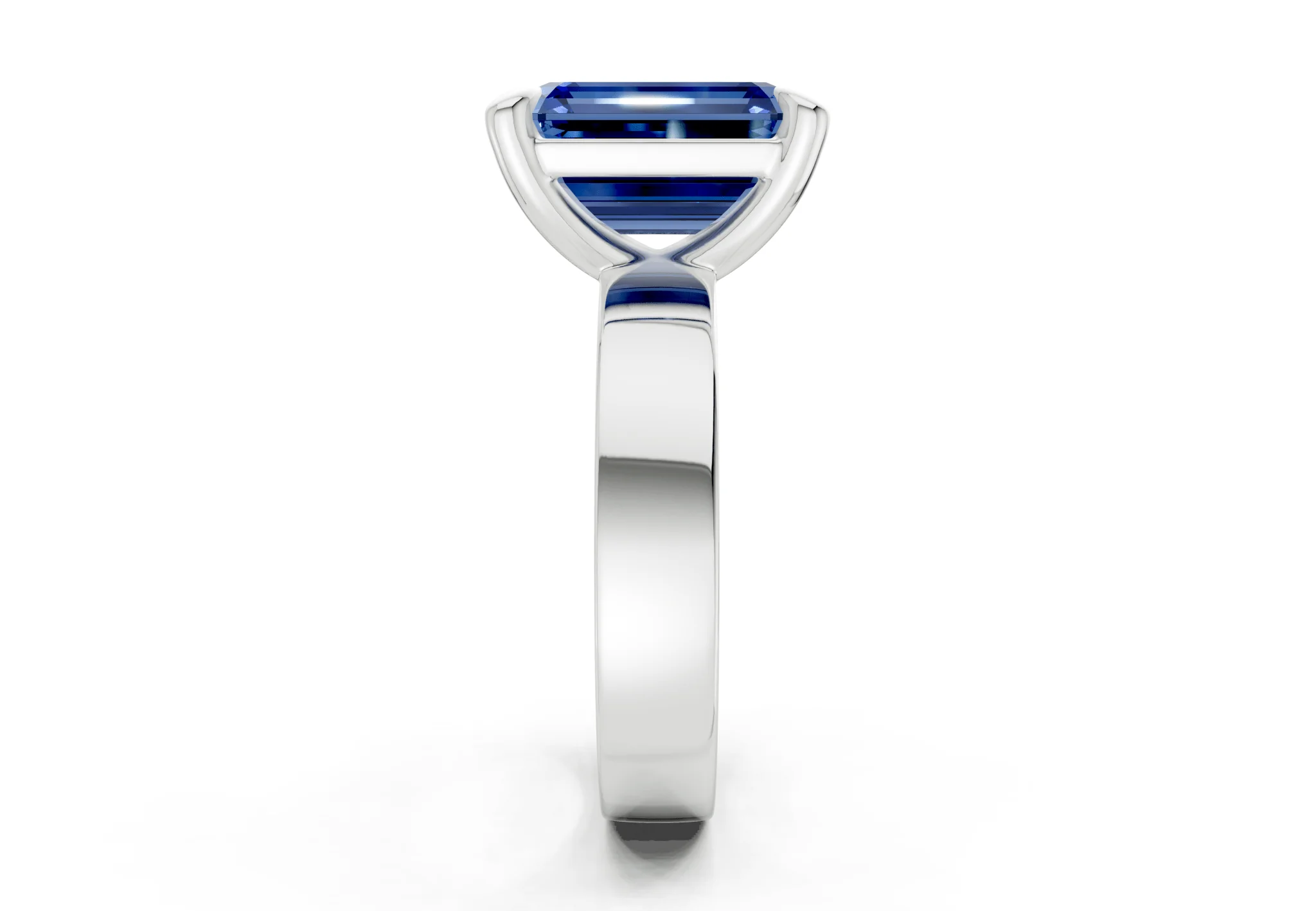 Cascade Sapphire Gemstone Solitaire Emerald Cut 4mm Engagement Ring - Image 9