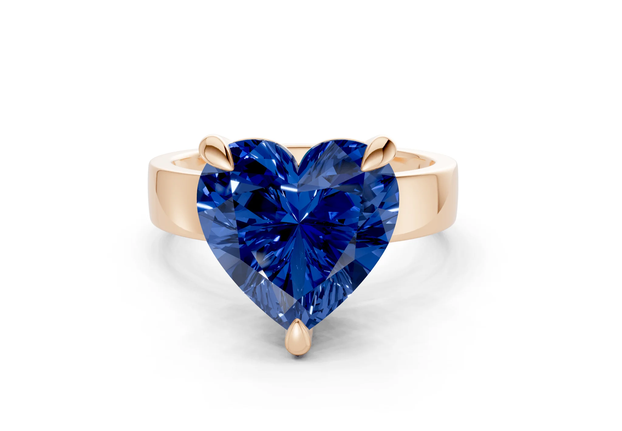 Cascade Sapphire Gemstone Solitaire Heart Cut 4mm Engagement Ring - Image 4