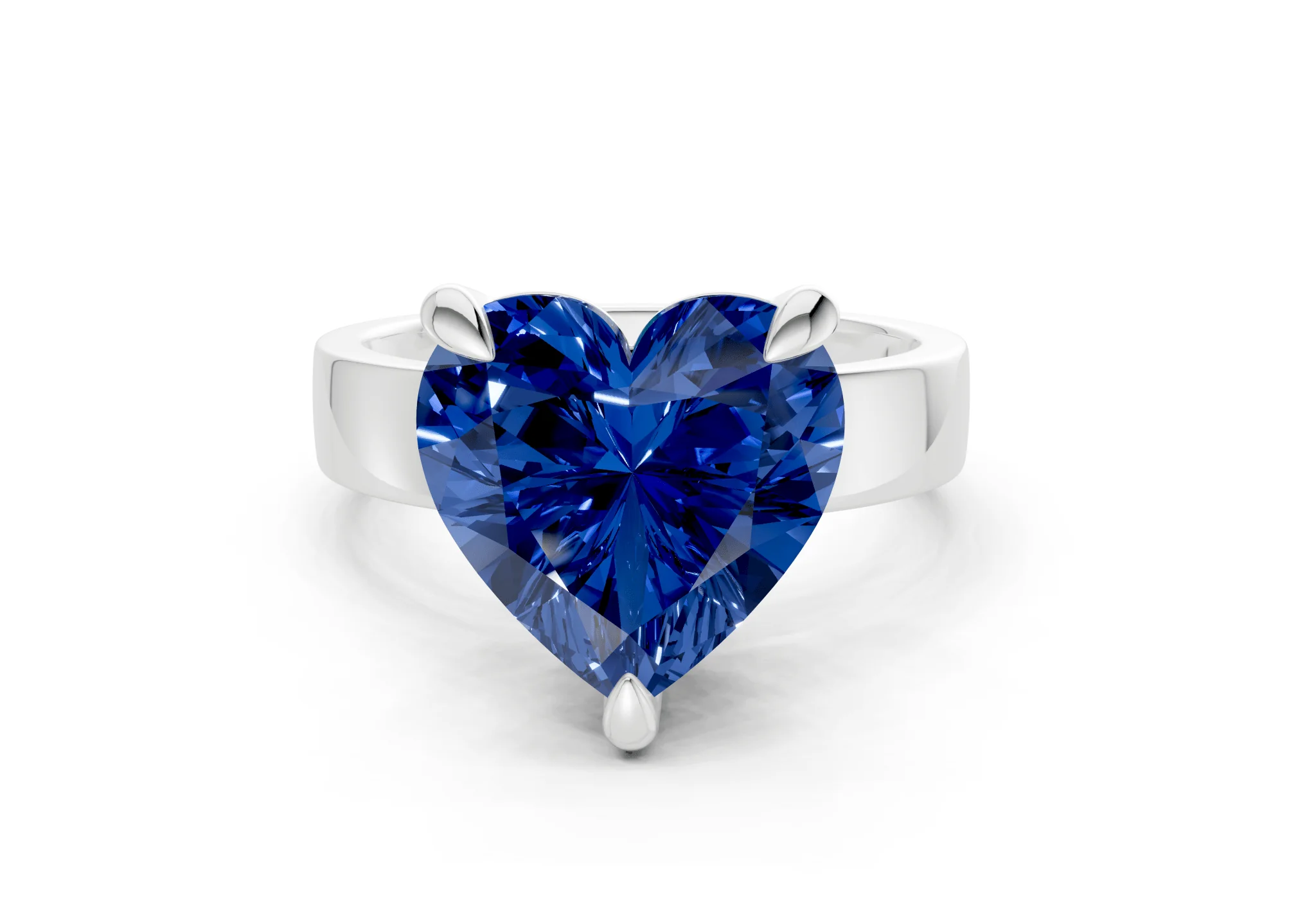 Cascade Sapphire Gemstone Solitaire Heart Cut 4mm Engagement Ring - Image 7
