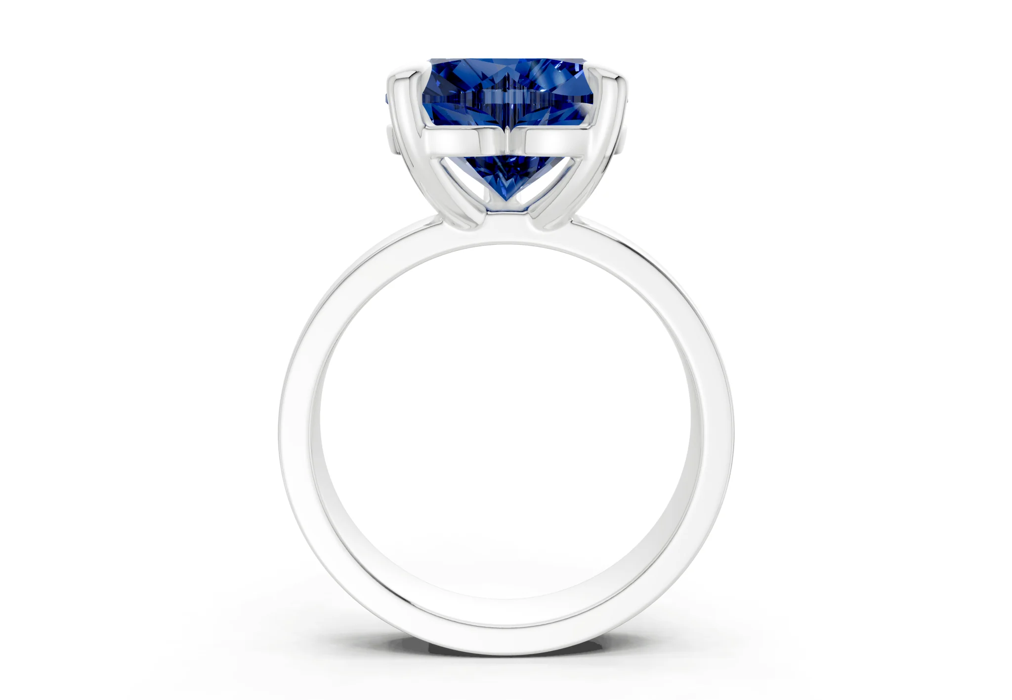 Cascade Sapphire Gemstone Solitaire Heart Cut 4mm Engagement Ring - Image 8