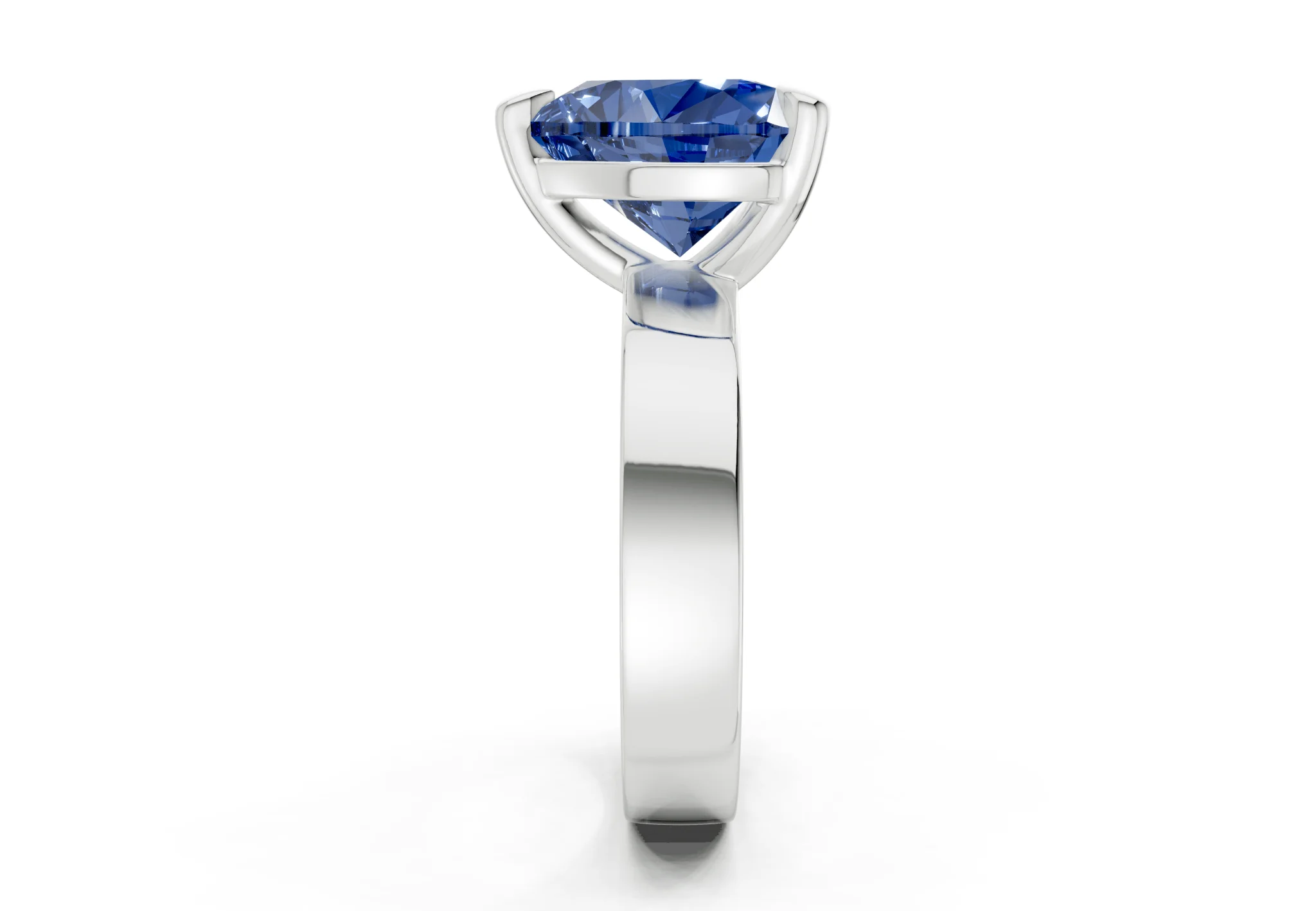 Cascade Sapphire Gemstone Solitaire Heart Cut 4mm Engagement Ring - Image 9